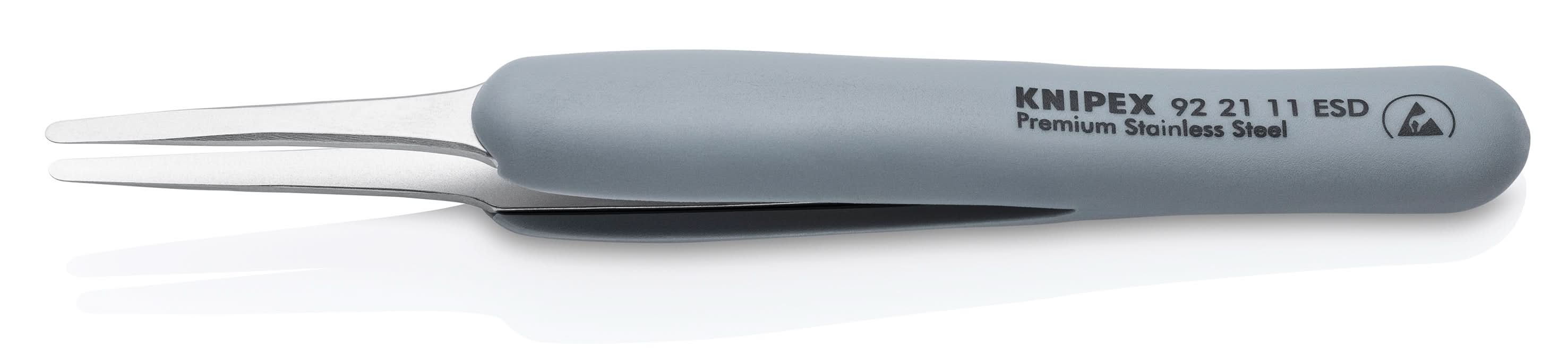 Knipex 92 21 11 ESD Premium Stainless Steel Precision Tweezers-Blunt Tips-ESD Rubber Handles - Image 3