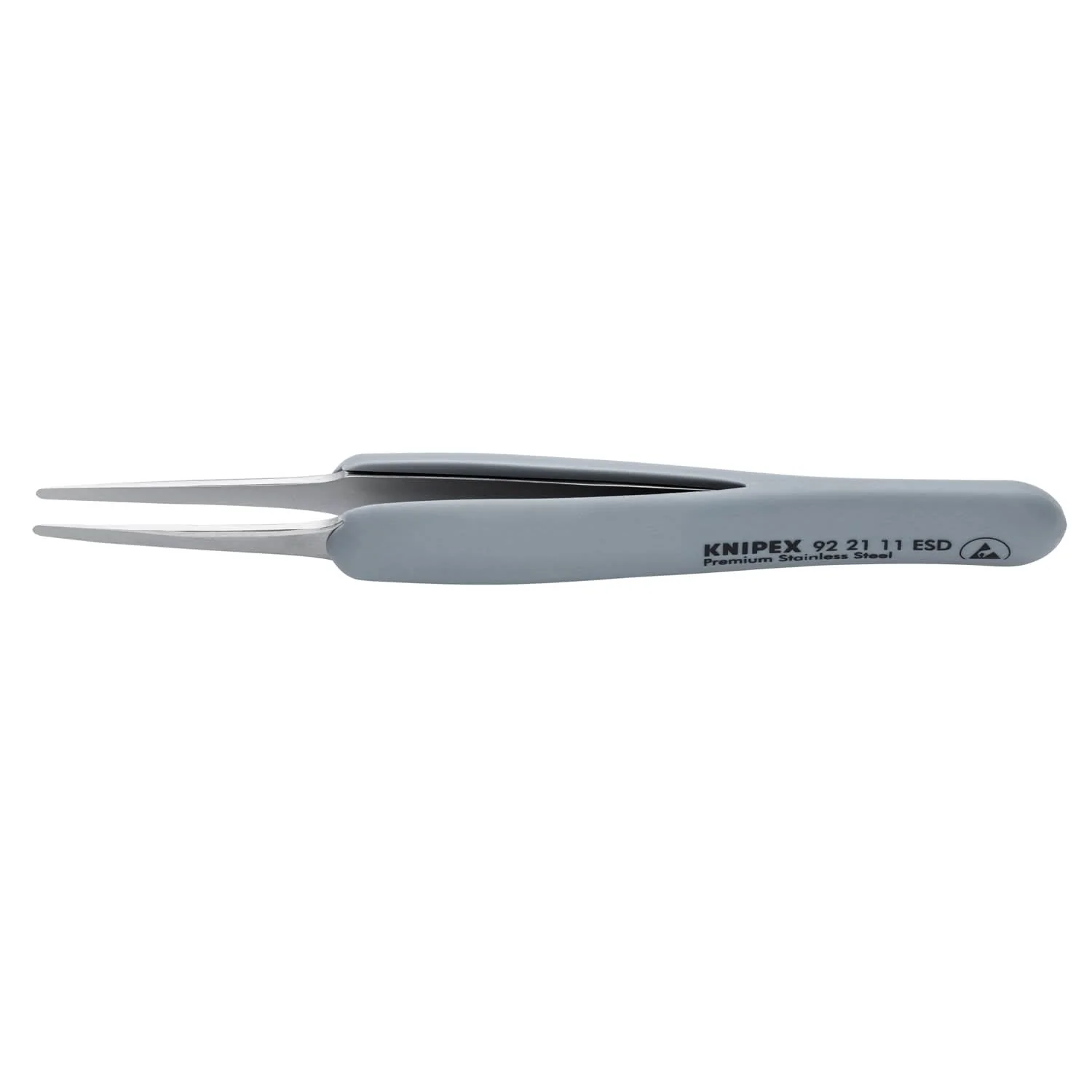 Knipex 92 21 11 ESD Premium Stainless Steel Precision Tweezers-Blunt Tips-ESD Rubber Handles - Image 1
