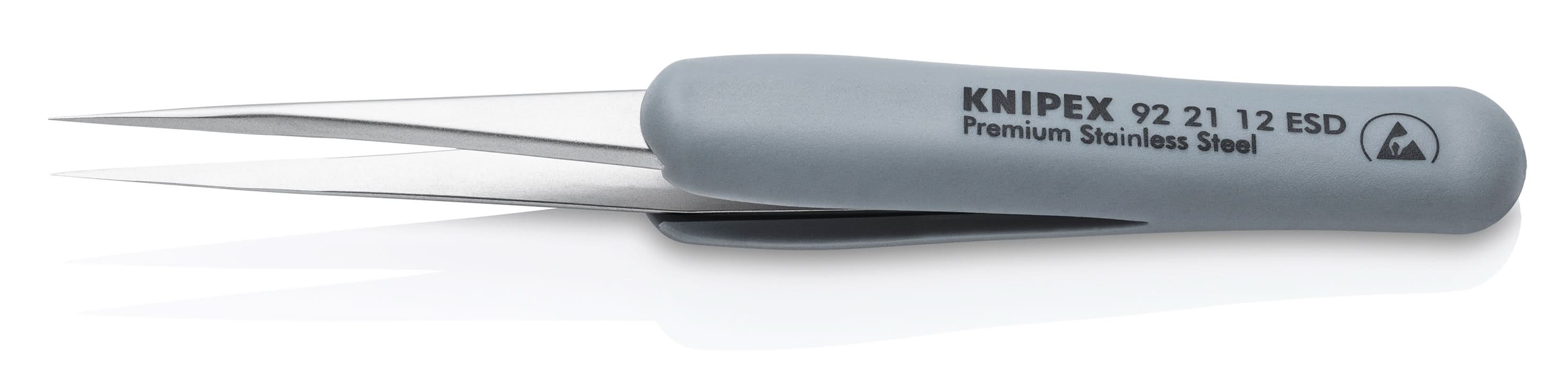 Knipex 92 21 12 ESD Premium Stainless Steel Precision Tweezers-Needle-Point Tips-ESD Rubber Handles - Image 3