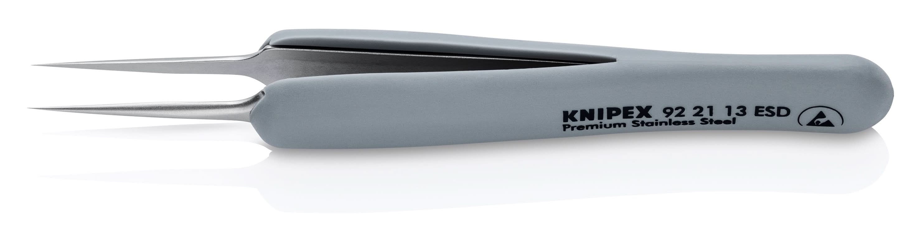 Knipex 92 21 13 ESD Premium Stainless Steel Precision Tweezers-Needle-Point Tips-ESD Rubber Handles - Image 2