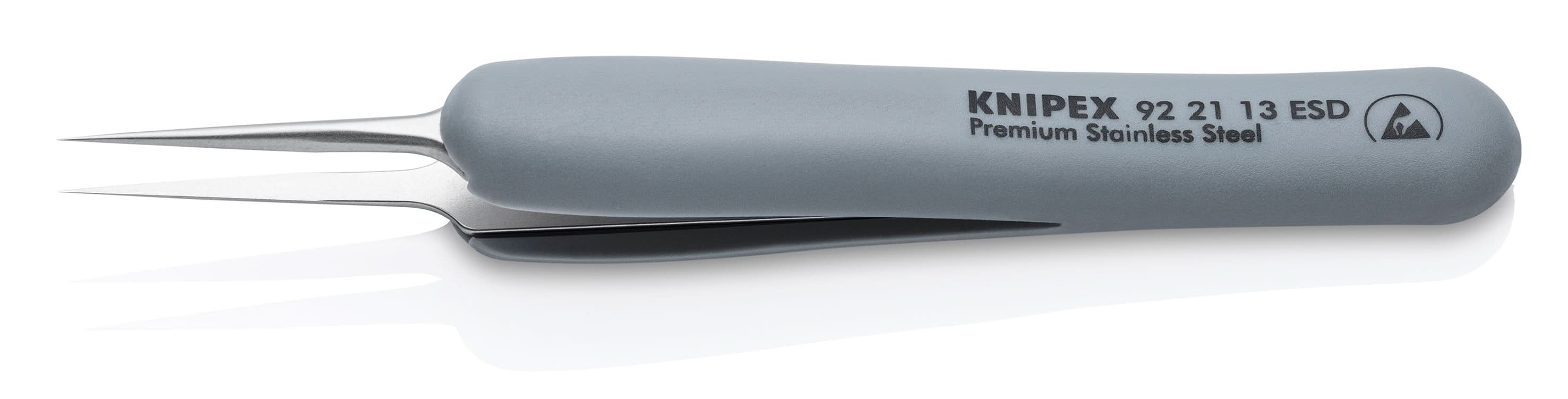 Knipex 92 21 13 ESD Premium Stainless Steel Precision Tweezers-Needle-Point Tips-ESD Rubber Handles - Image 3