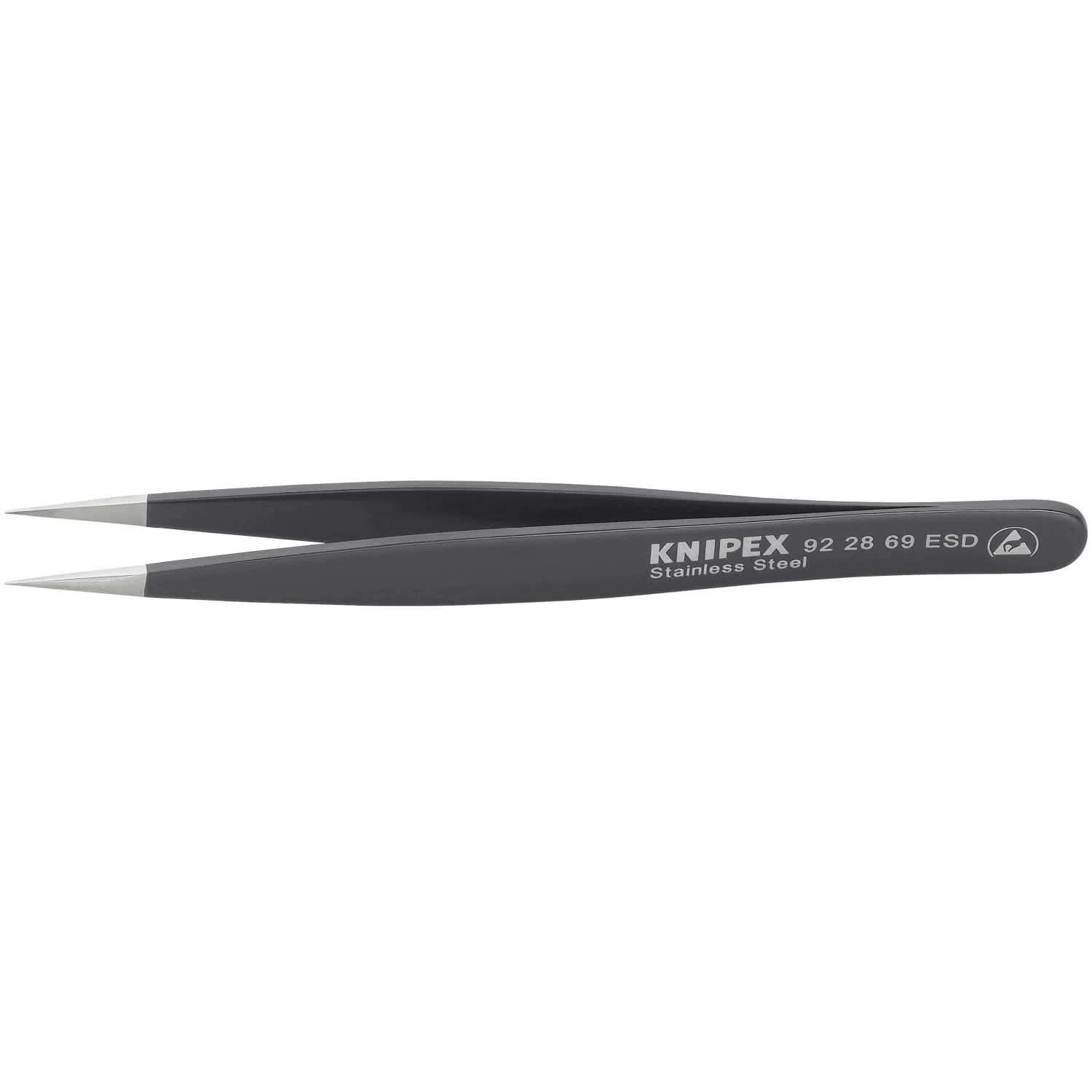 Knipex 92 28 69 ESD Stainless Steel Gripping Tweezers-Needle-Point Tips-ESD - Image 1