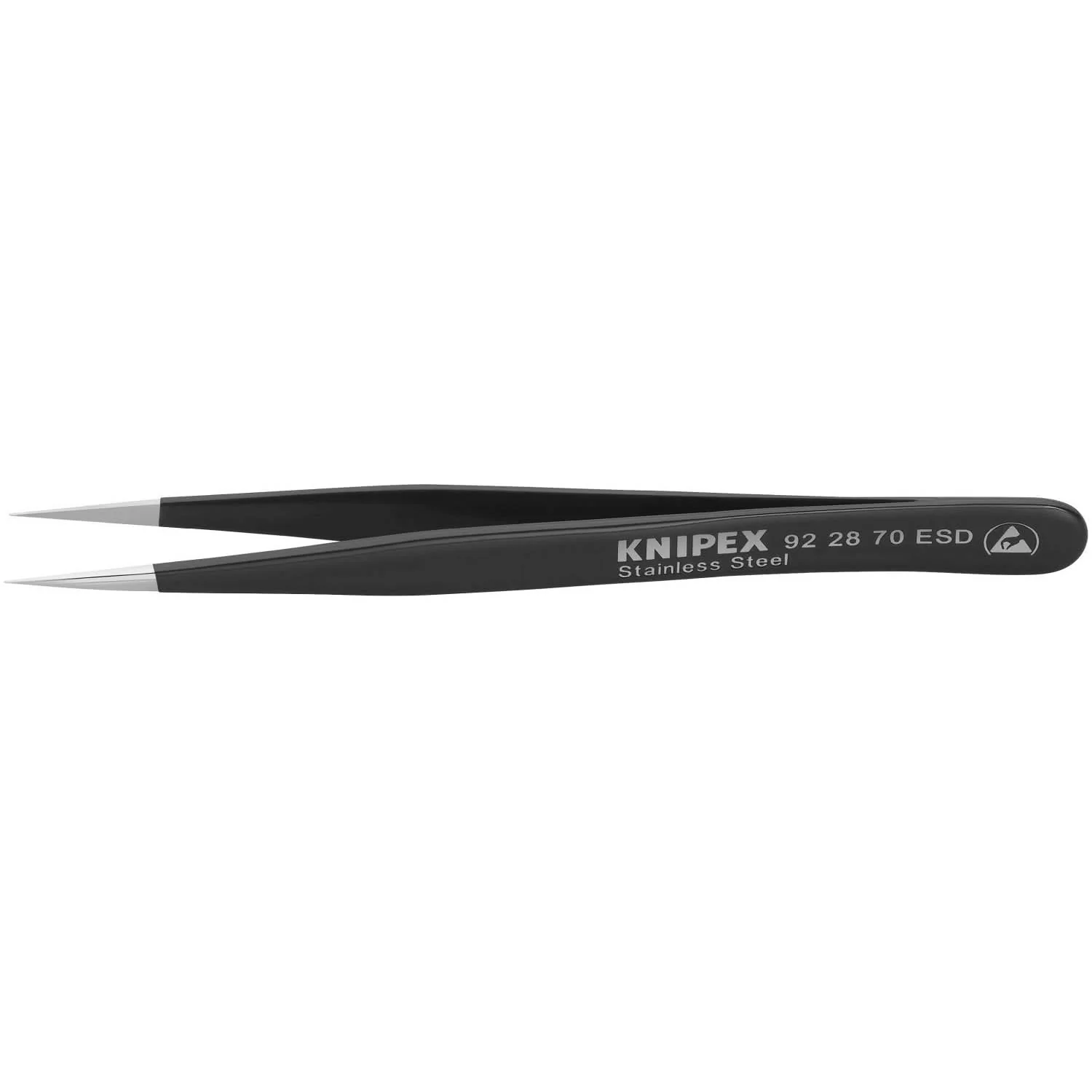 Knipex 92 28 70 ESD Stainless Steel Gripping Tweezers-Needle-Point Tips-ESD - Image 1
