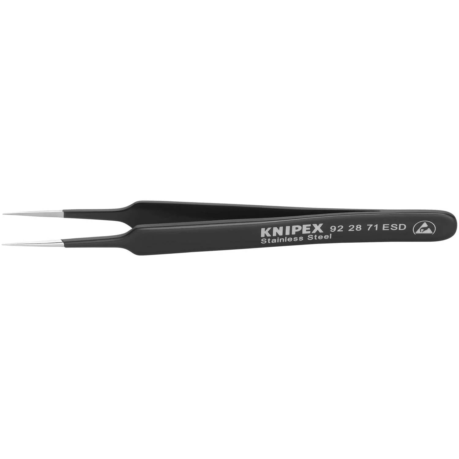 Knipex 92 28 71 ESD Stainless Steel Gripping Tweezers-Needle-Point Tips-ESD - Image 1