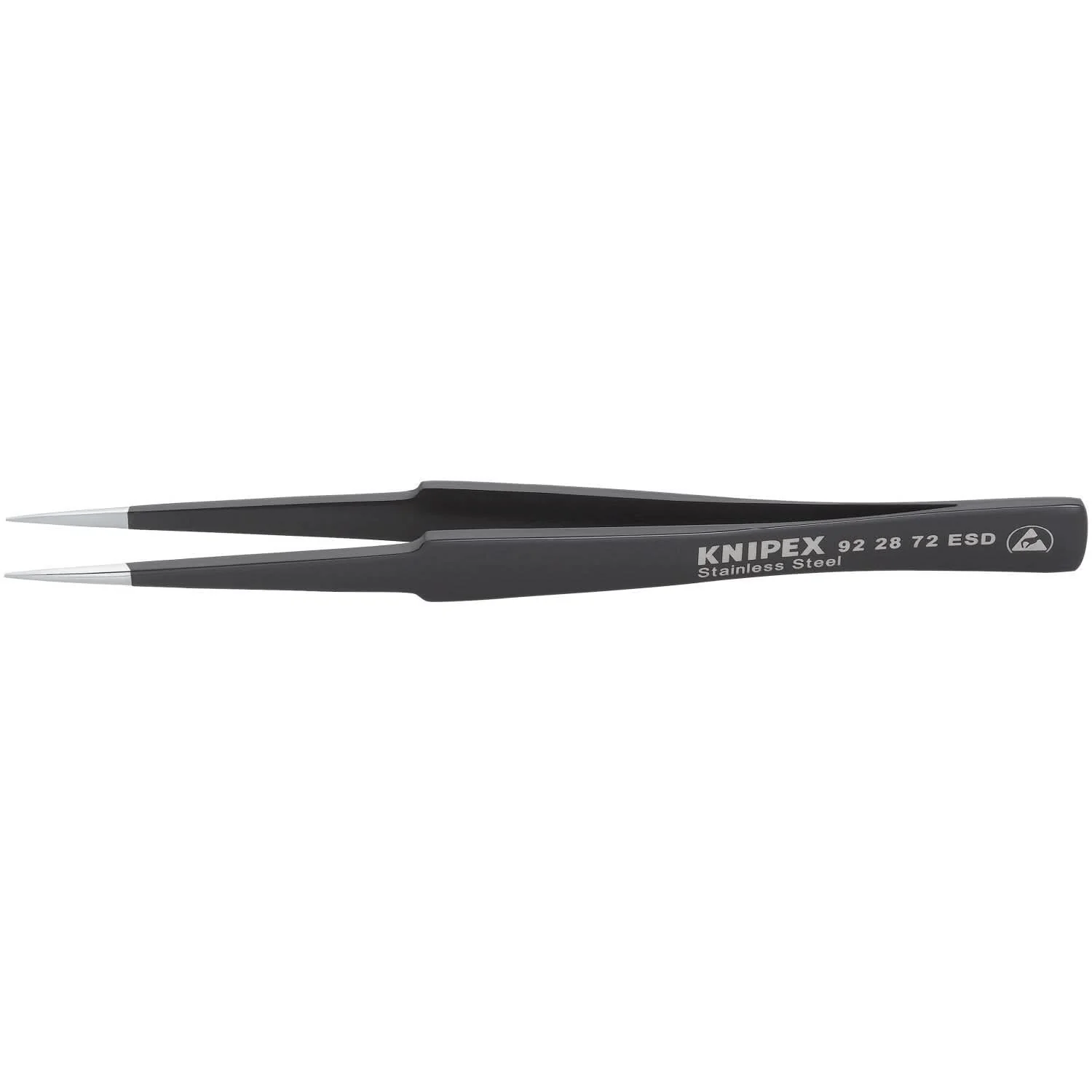 Knipex 92 28 72 ESD Stainless Steel Gripping Tweezers-Pointed Tips-ESD - Image 1