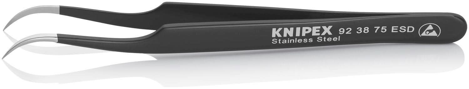 Knipex 92 38 75 ESD Stainless Steel Gripping Tweezers-Needle-Point Tips-ESD - Image 2