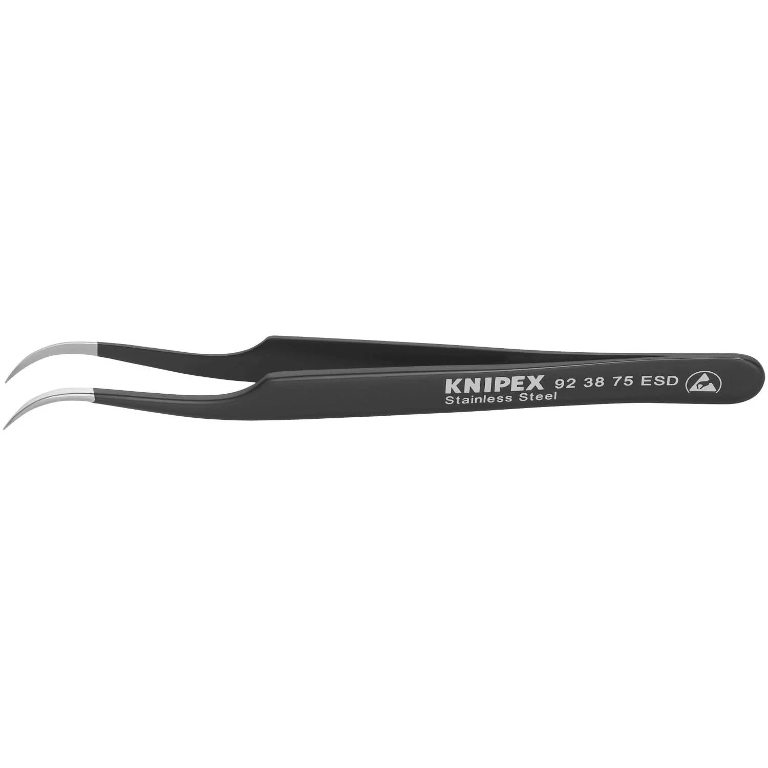 Knipex 92 38 75 ESD Stainless Steel Gripping Tweezers-Needle-Point Tips-ESD - Image 1