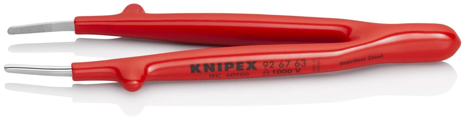 Knipex 92 67 63 Stainless Steel Gripping Tweezers Blunt Tips-1000V Insulated - Image 2