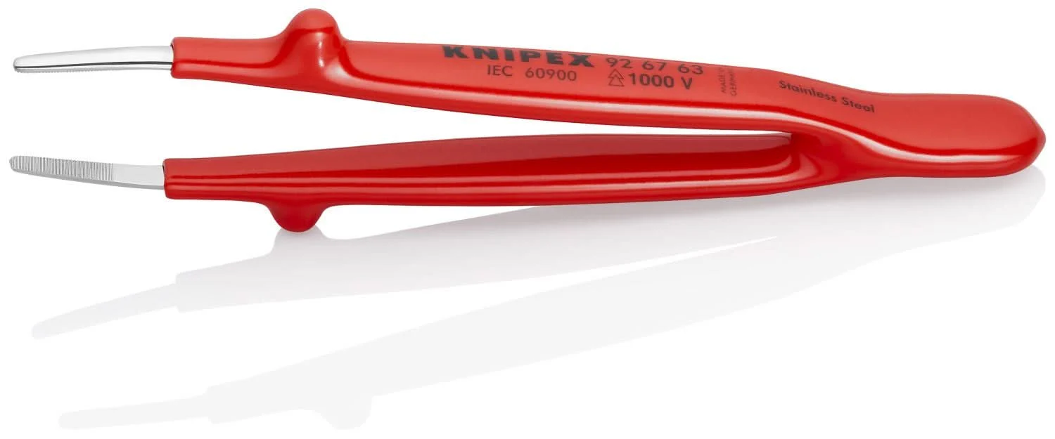 Knipex 92 67 63 Stainless Steel Gripping Tweezers Blunt Tips-1000V Insulated - Image 3