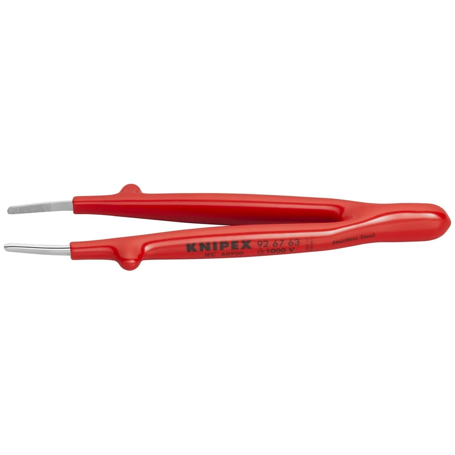Knipex 92 67 63 Stainless Steel Gripping Tweezers Blunt Tips-1000V Insulated - Image 1