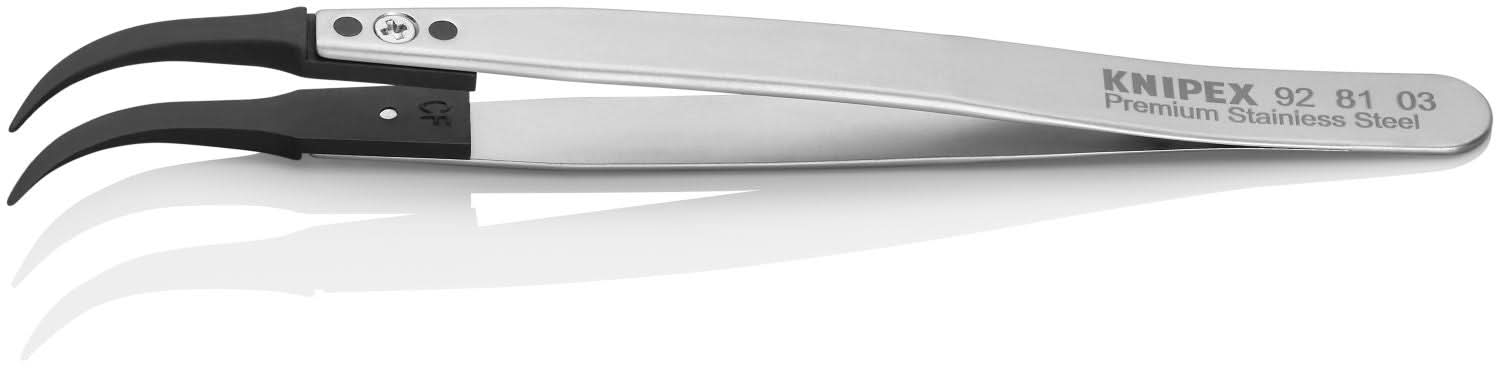 Knipex 92 81 03 Premium Stainless Steel Gripping Tweezers-60&deg;Angled-Pointed Tips - Image 3