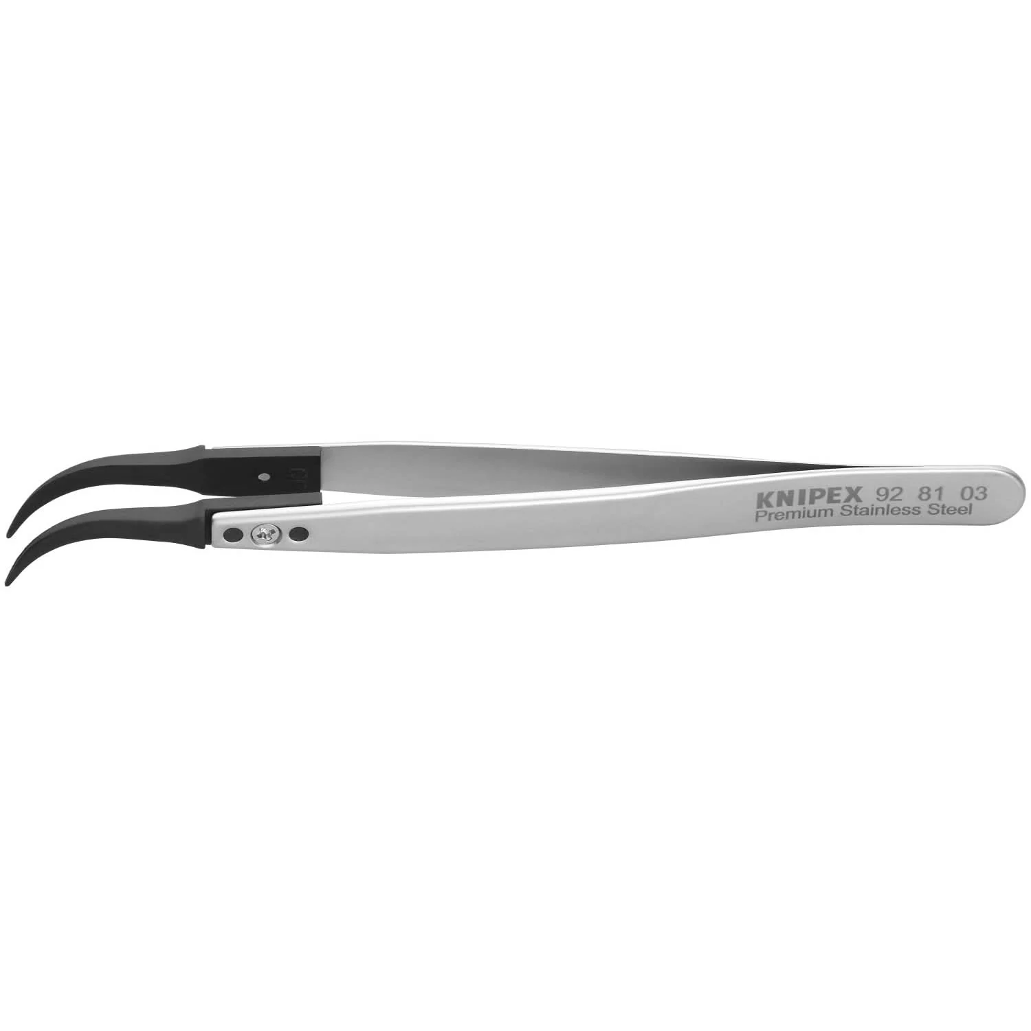 Knipex 92 81 03 Premium Stainless Steel Gripping Tweezers-60&deg;Angled-Pointed Tips - Image 1