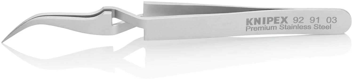 Knipex 92 91 03 Premium Stainless Steel Cross-Over Gripping Tweezers-45&deg;Angled-Needle-Point Tips - Image 2
