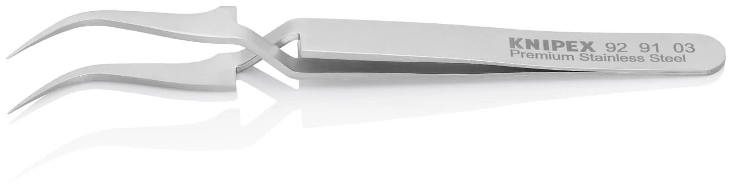 Knipex 92 91 03 Premium Stainless Steel Cross-Over Gripping Tweezers-45&deg;Angled-Needle-Point Tips - Image 3
