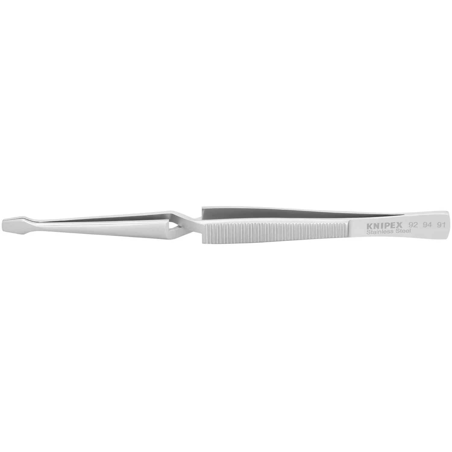 Knipex 92 94 91 Stainless Steel Gripping Cross-Over Tweezers-Blunt Tips - Image 1