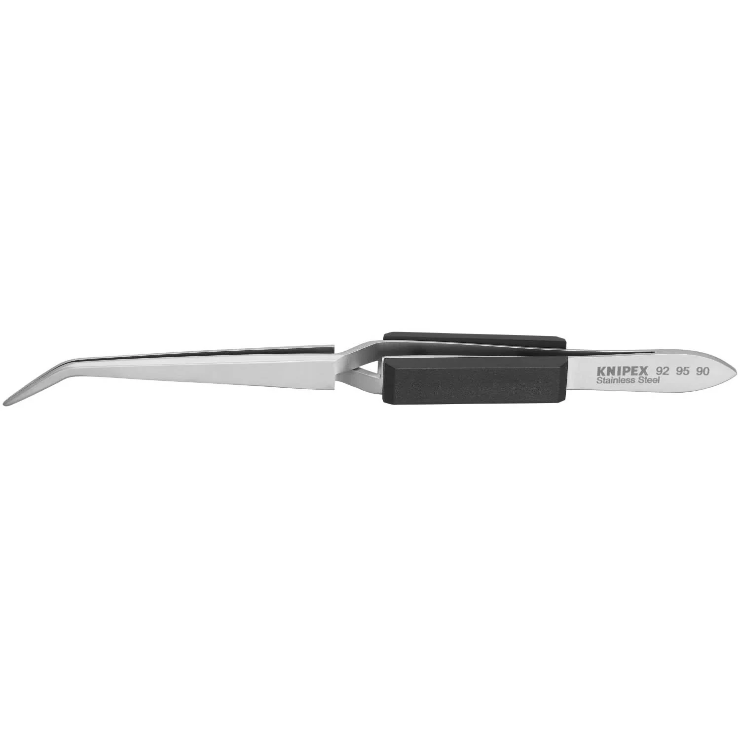 Knipex 92 95 90 Stainless Steel Gripping Cross-Over Tweezers-40&deg;Angled-Blunt Tips - Image 1