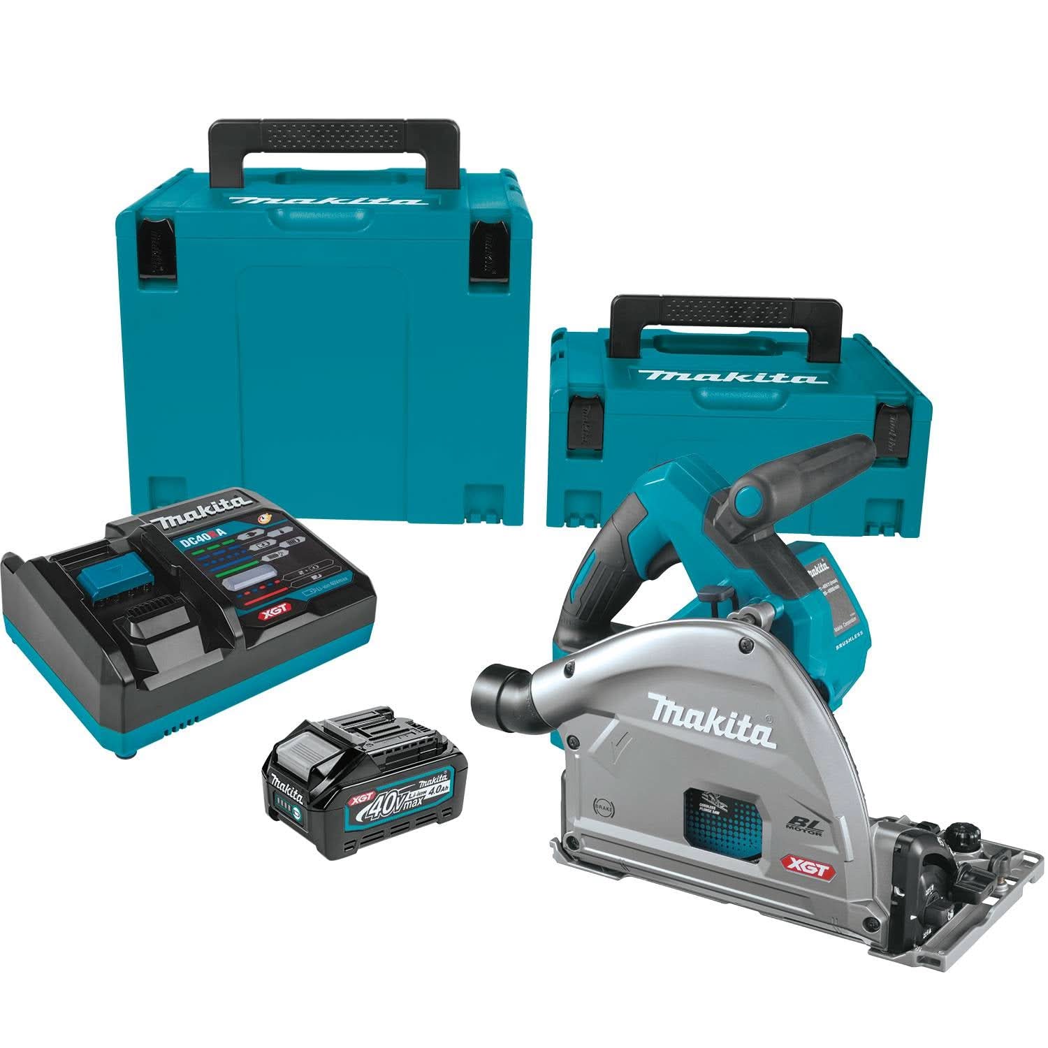 Makita GPS01M1J 40V max XGT Brushless 6-1/2″ AWS Plunge Track Saw 4.0Ah Kit