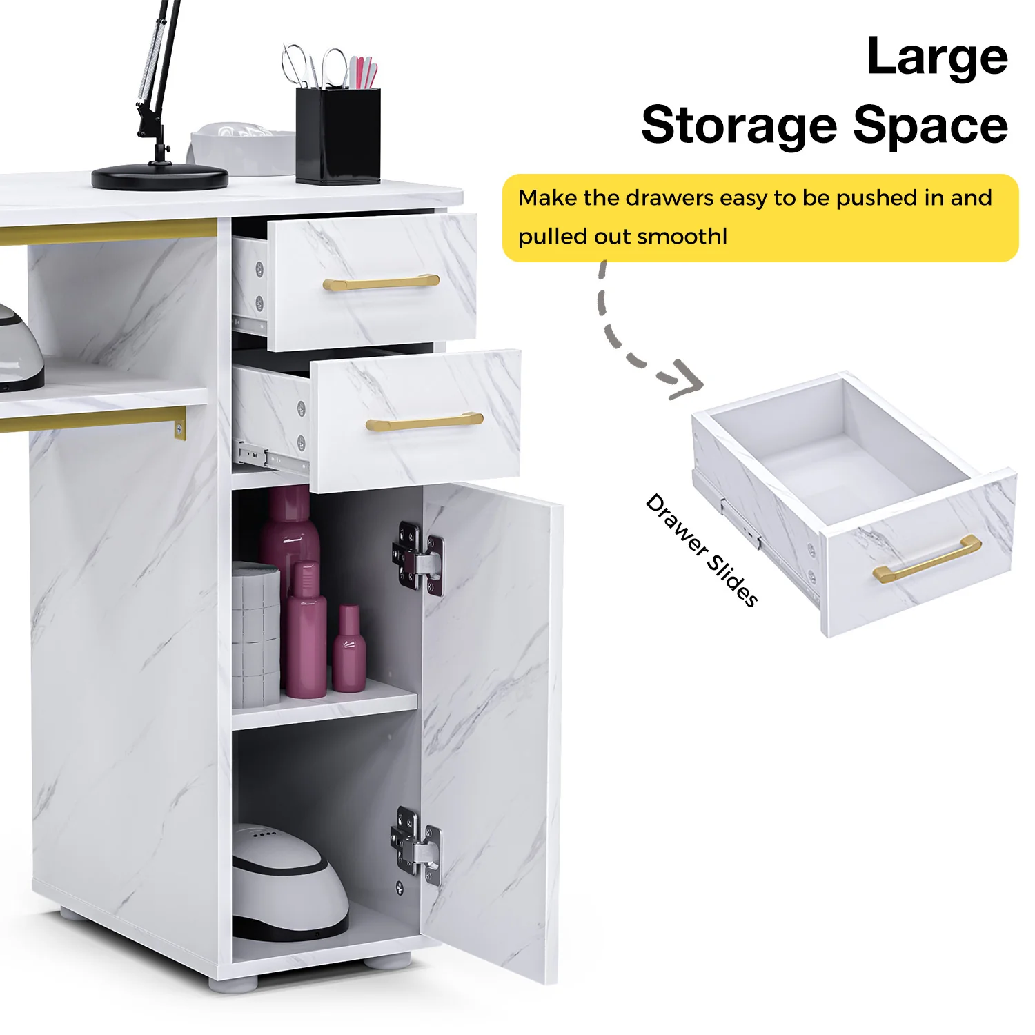 Advwin Manicure Table Nail Desk for Nail Tech - Image 3