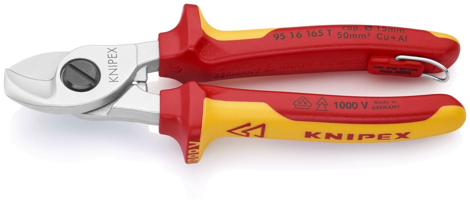 Knipex 95 16 165 T Cable Shears-1000V Insulated, Tethered Attachment - Image 2