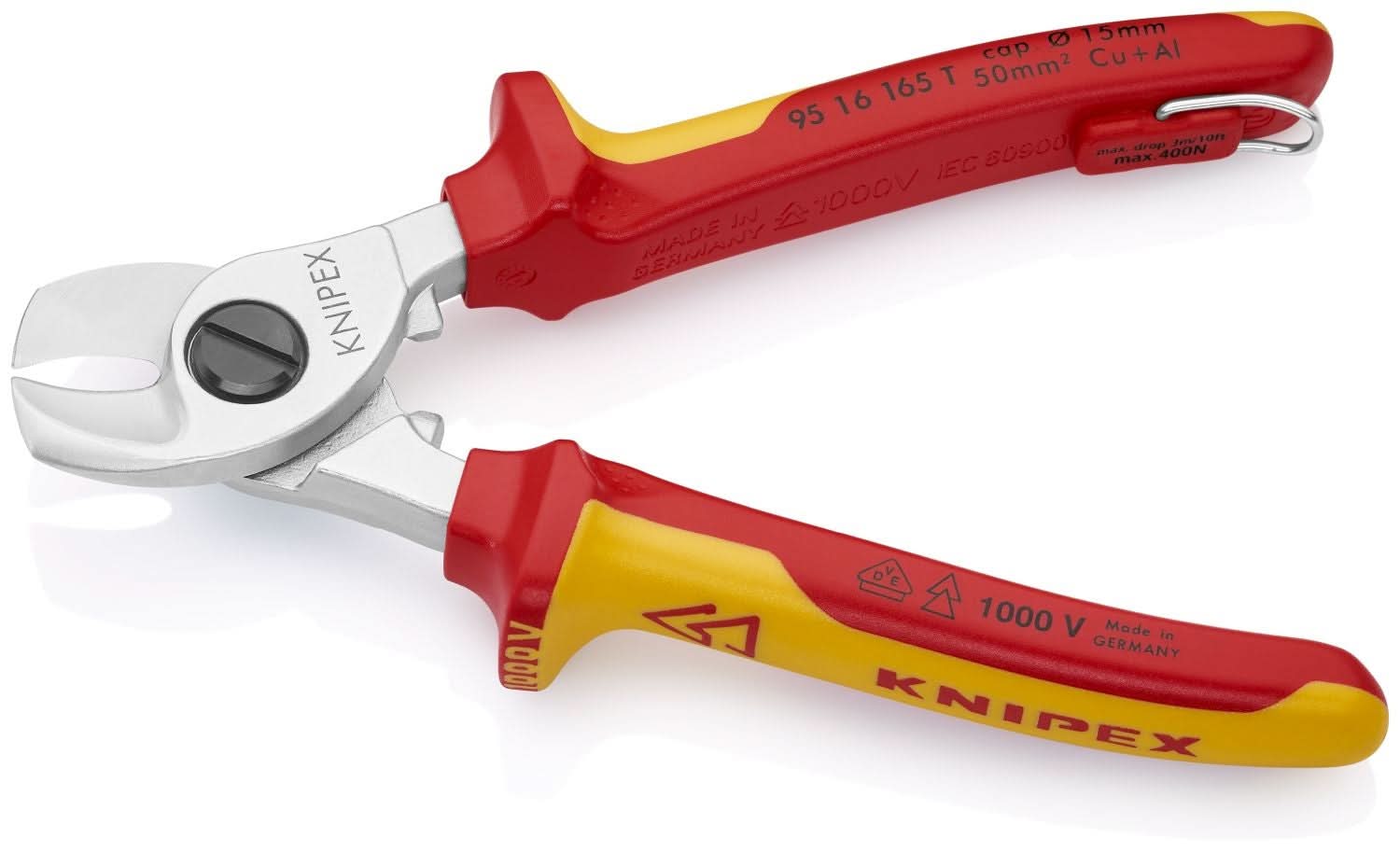 Knipex 95 16 165 T Cable Shears-1000V Insulated, Tethered Attachment - Image 3