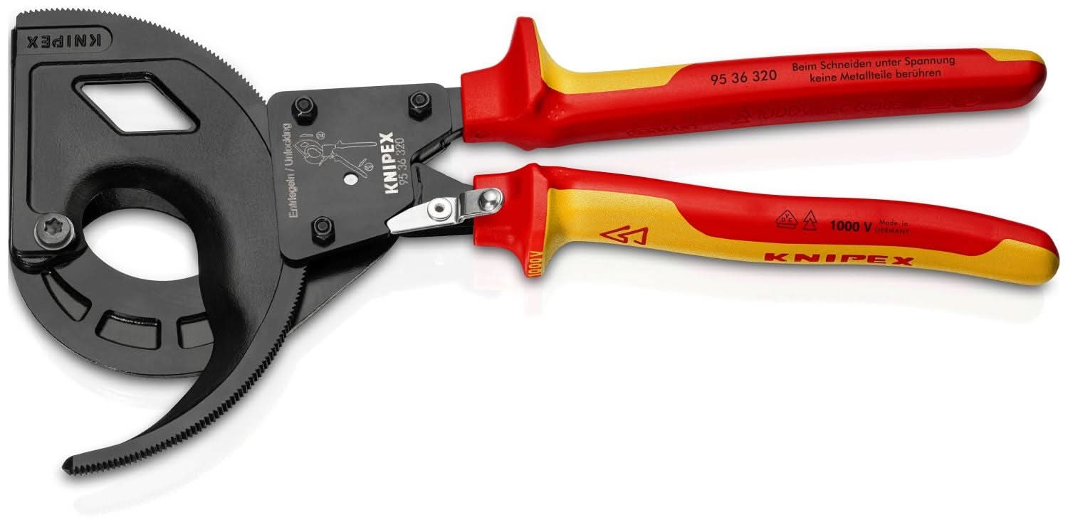 Knipex 95 36 320 3 Stage Ratcheting Drive Cable Cutter-1000V Insulated - Image 2