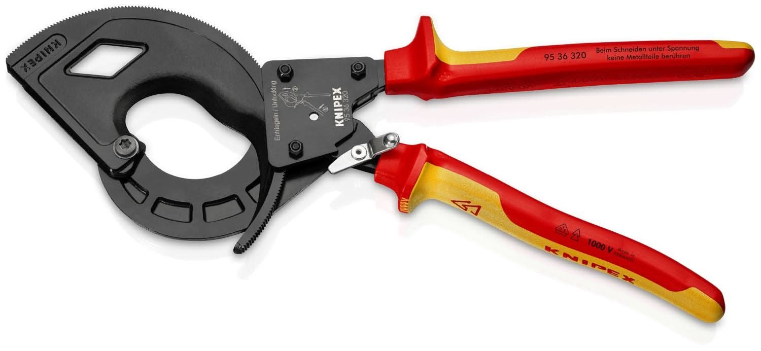 Knipex 95 36 320 3 Stage Ratcheting Drive Cable Cutter-1000V Insulated - Image 3
