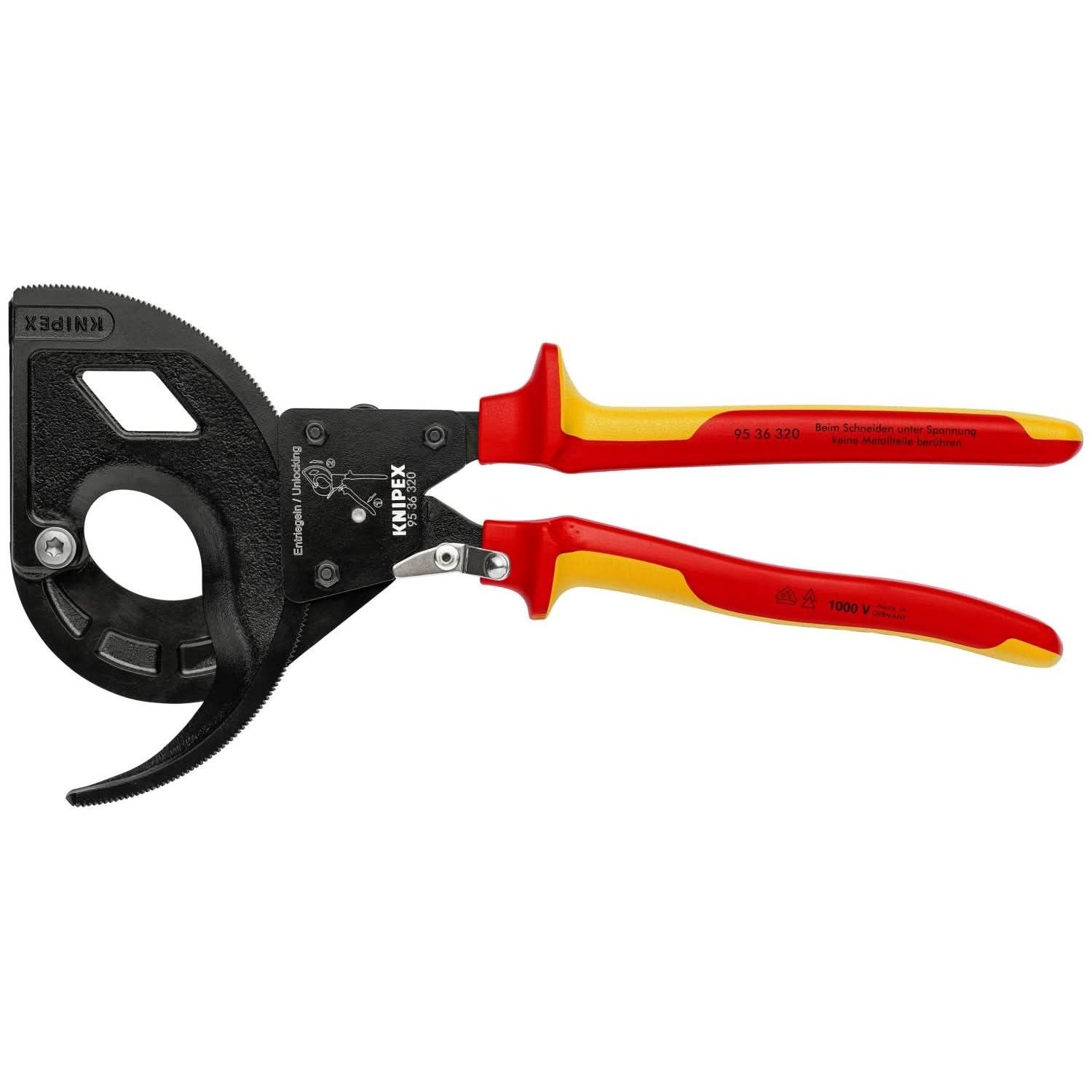 Knipex 95 36 320 3 Stage Ratcheting Drive Cable Cutter-1000V Insulated - Image 1