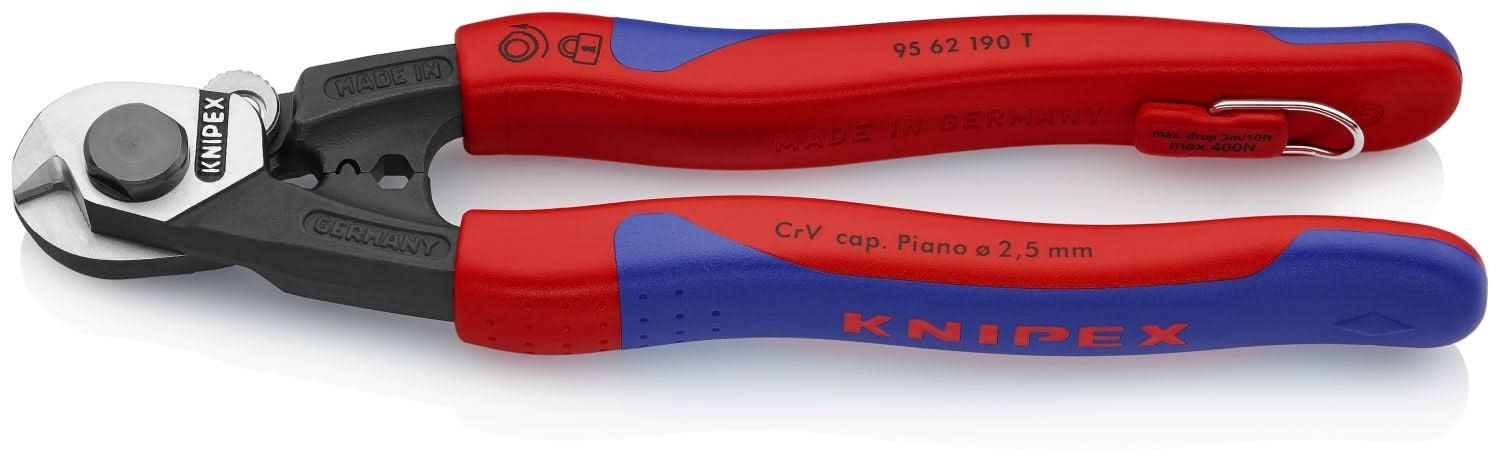 Knipex 95 62 190 T BKA Wire Rope Shears-Tethered Attachment - Image 2