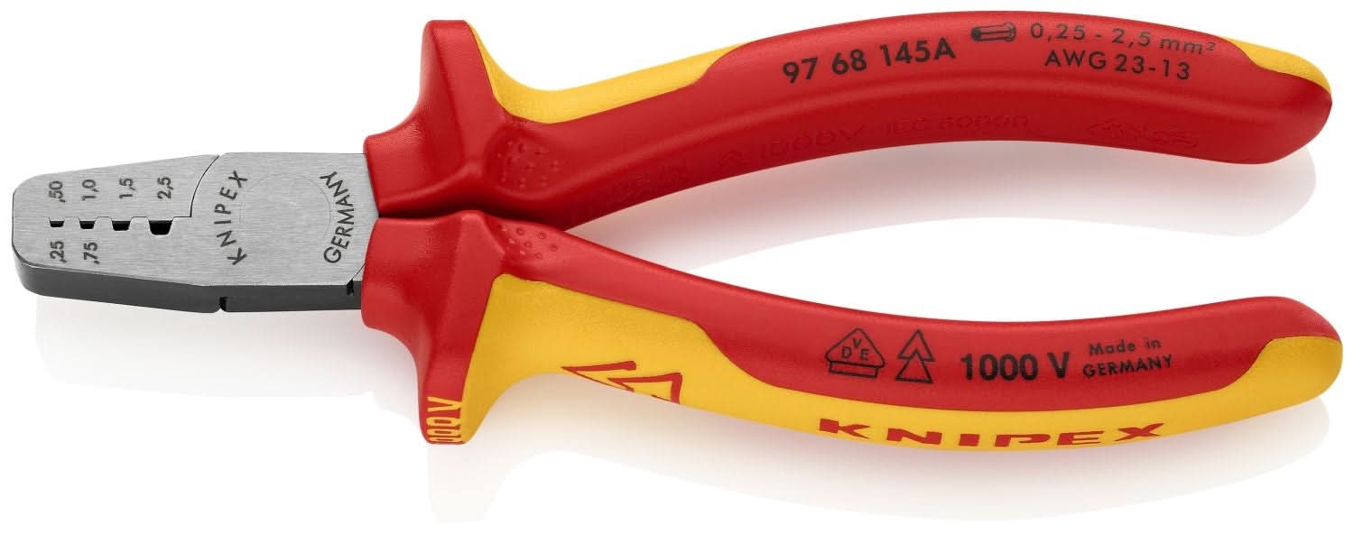 Knipex 97 68 145 A Crimping Pliers for Wire Ferrules-1000V Insulated - Image 2