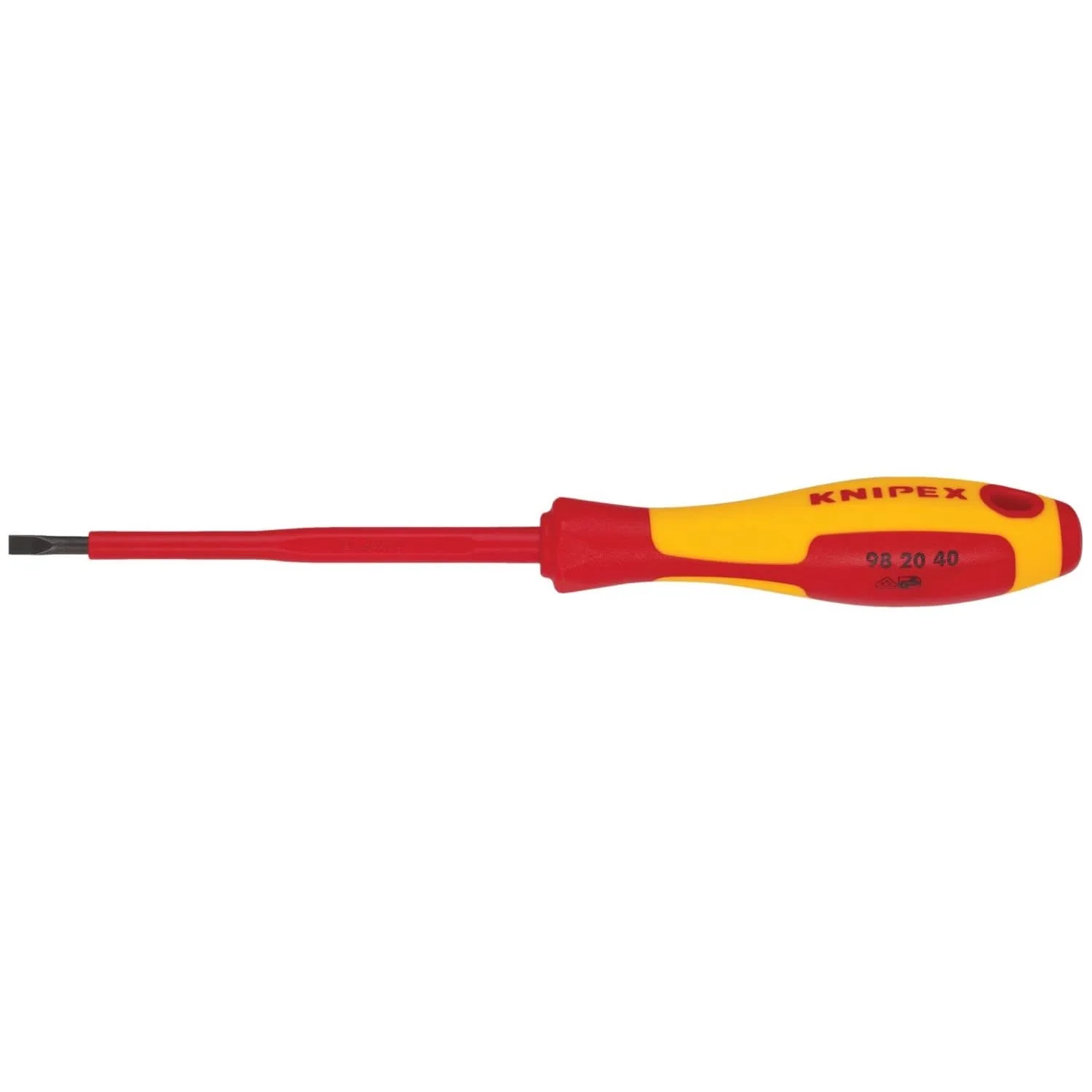 Knipex 98 20 40 Slotted Screwdriver, 4"-1000V Insulated, 5/32" tip - Image 1