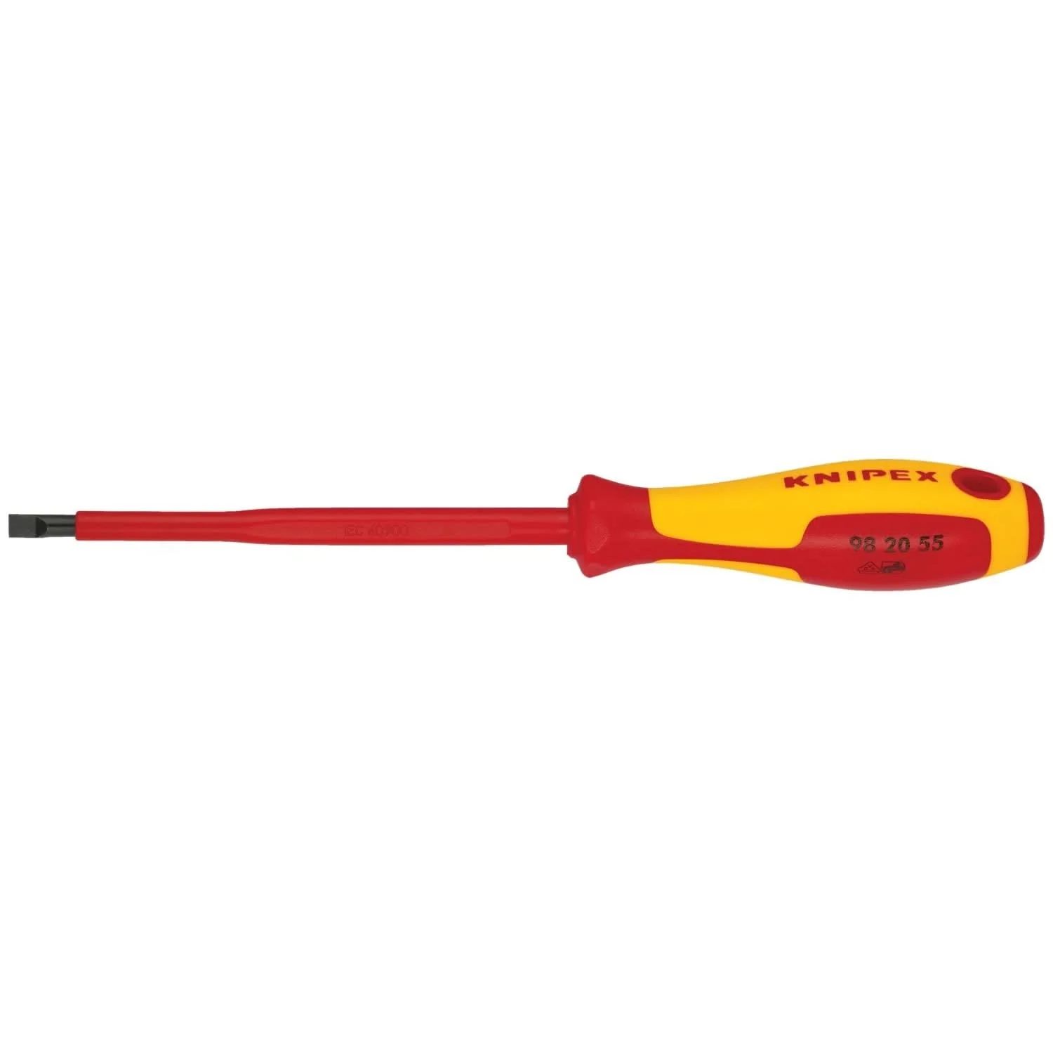 Knipex 98 20 55 Slotted Screwdriver, 5"-1000V Insulated, 7/32" tip - Image 1