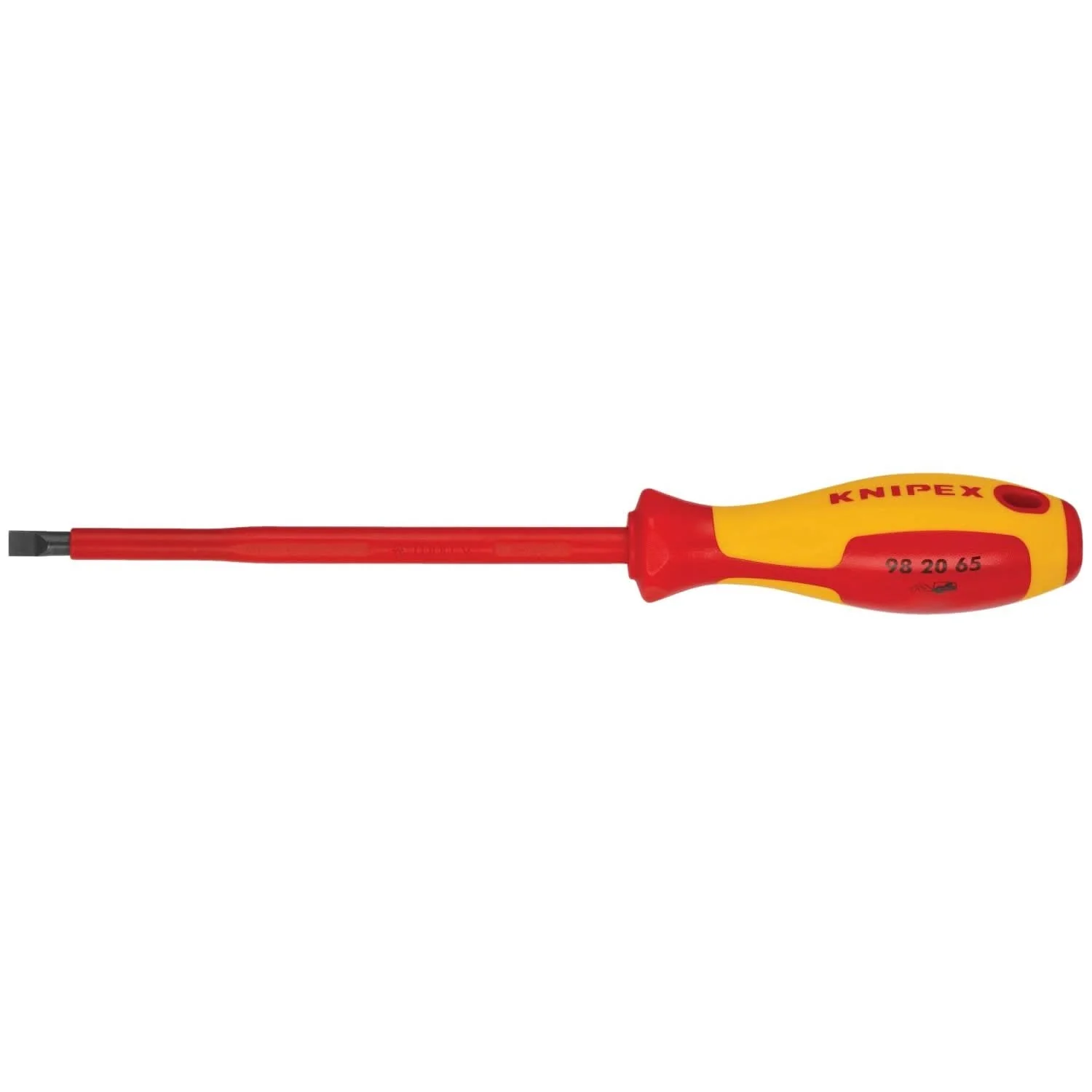 Knipex 98 20 65 Slotted Screwdriver, 6"-1000V Insulated, 1/4" tip - Image 1
