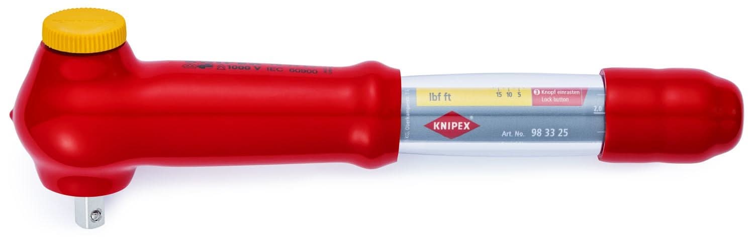 Knipex 98 33 25 Reversible Torque Wrench, 3/8" Drive-1000V Insulated - Image 2