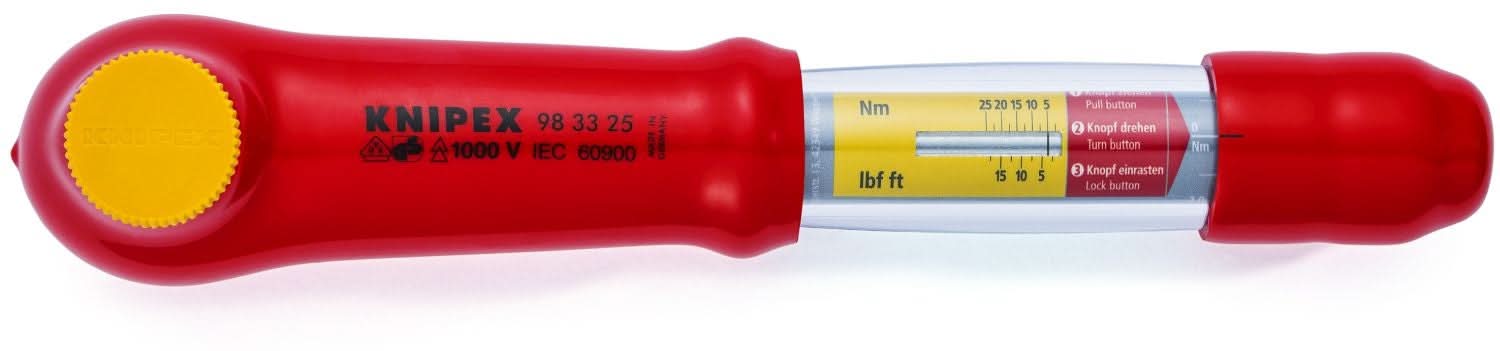 Knipex 98 33 25 Reversible Torque Wrench, 3/8" Drive-1000V Insulated - Image 3
