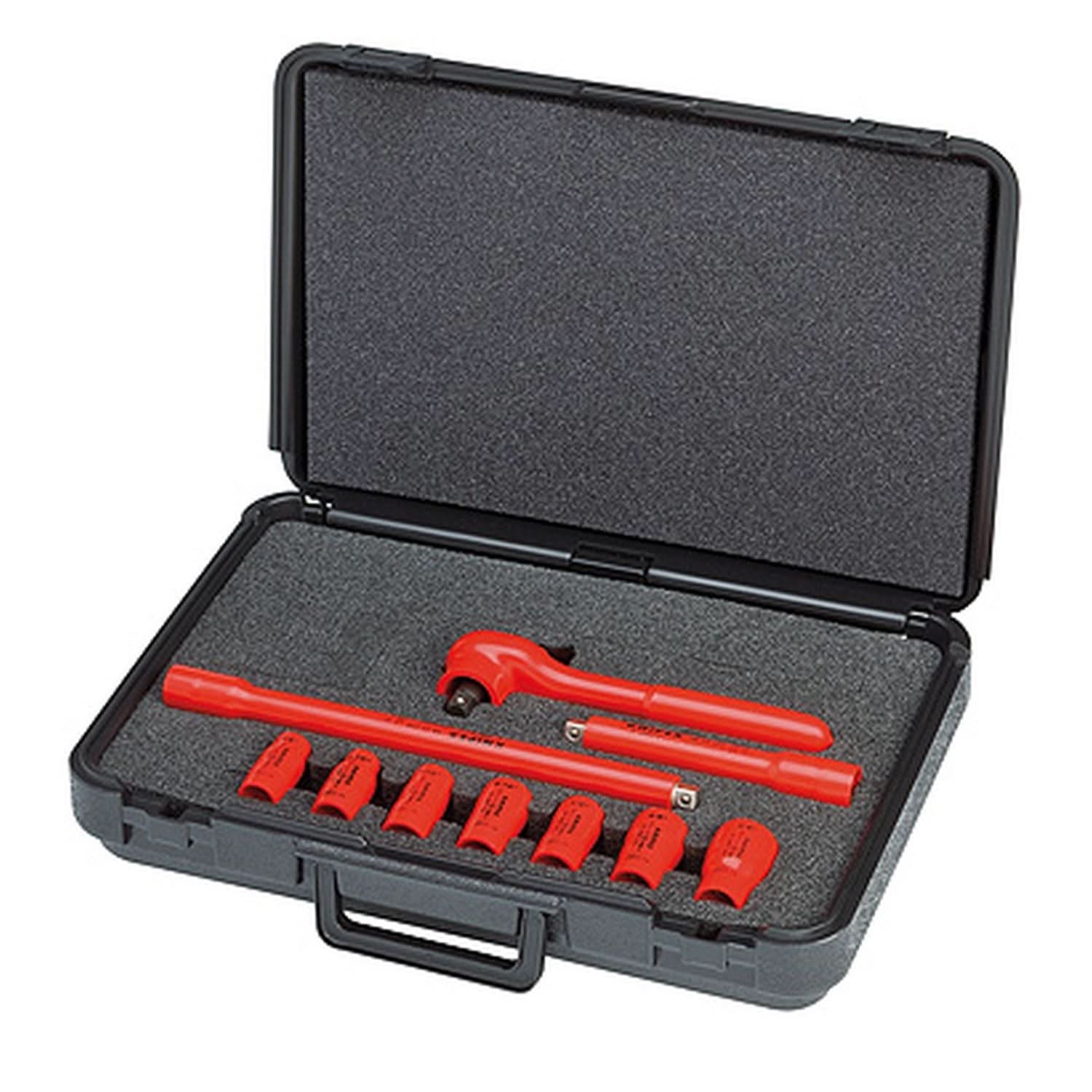 Knipex 98 99 11 S3 10 Pc Socket Set, 3/8" Drive, SAE-1000V Insulated - Image 1