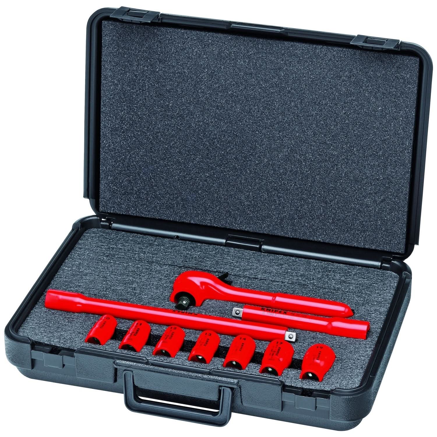 Knipex 98 99 11 S4 10 Pc Socket Set, 3/8" Drive, Metric-1000V Insulated - Image 1
