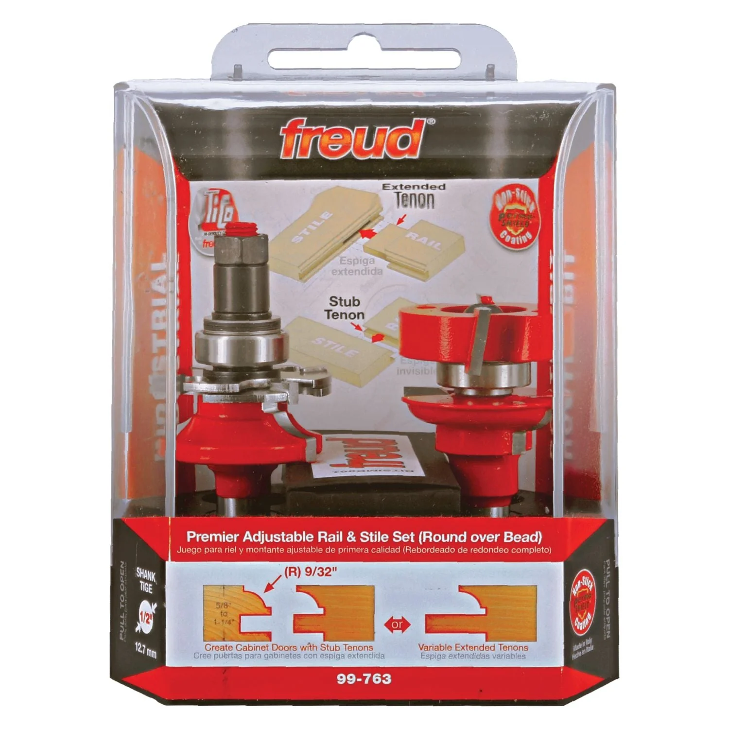 Freud 99-763 1-11/16-Inch Premier Adjustable Rail & Stile Router Bit – Round Over Bead
