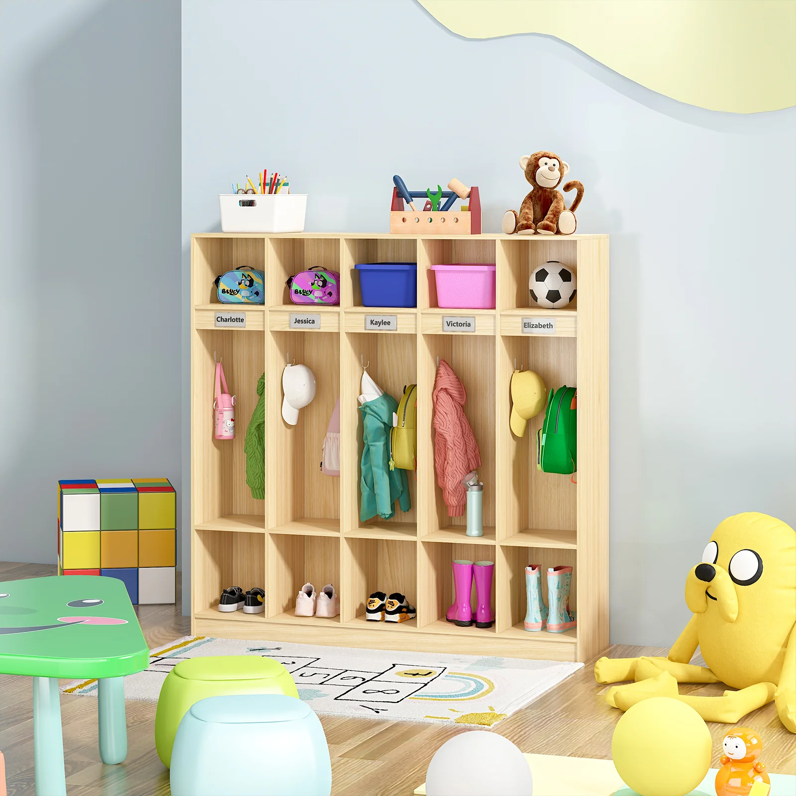 Advwin 5-Section Classroom Locker w/10 Cubbies