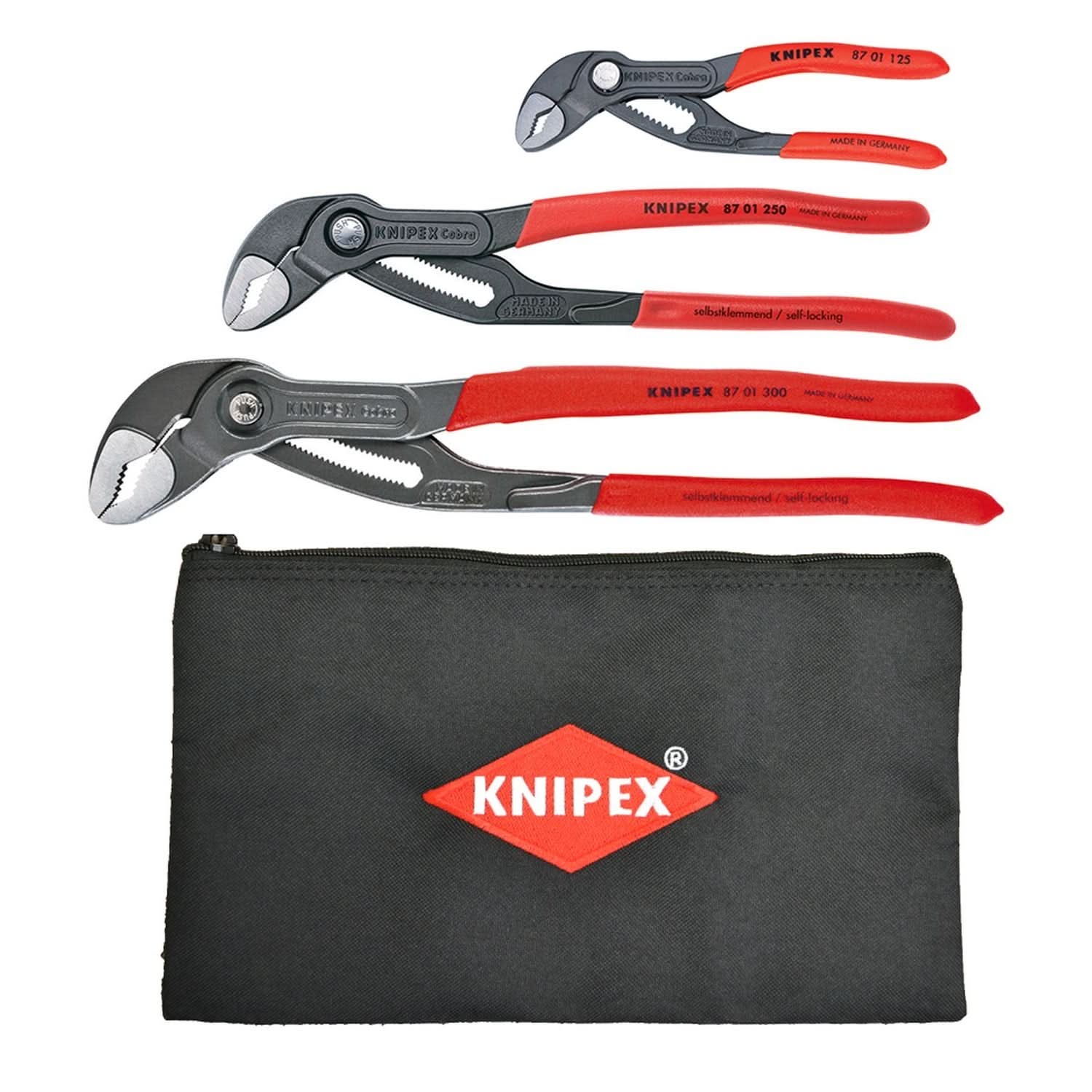 Knipex 9K 00 80 122 US 3 Pc Cobra Set with Keeper Pouch - Image 1