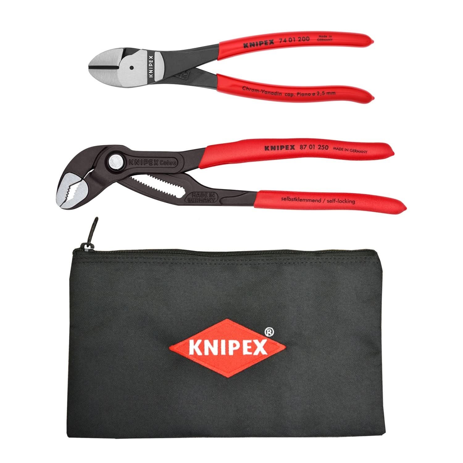 Knipex 9K 00 80 124 US 2 Pc Cobra and Diagonal Cutters Set with Keeper - Image 1