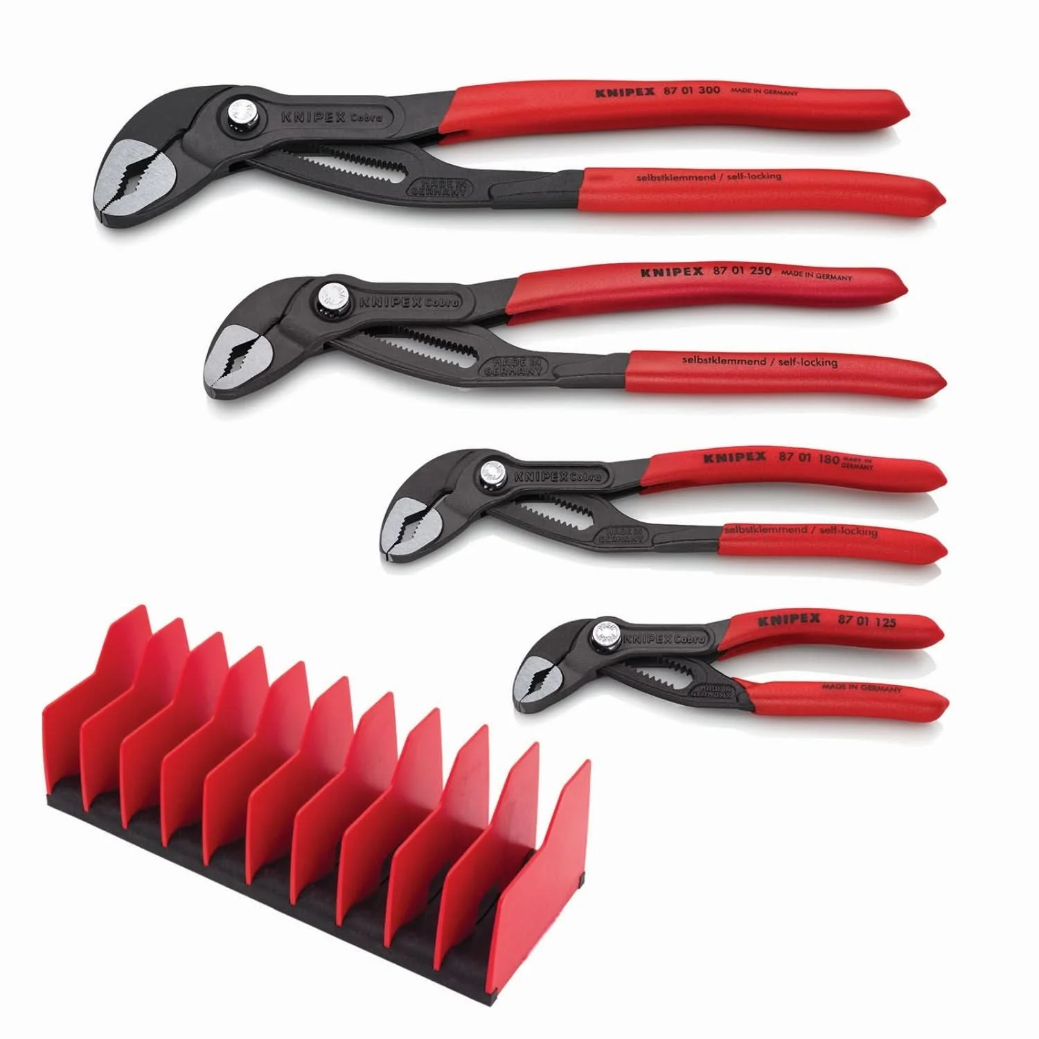 Knipex 9K 00 80 138 US 4 Pc Cobra Pliers Set with 10 Pc Tool Holder - Image 1