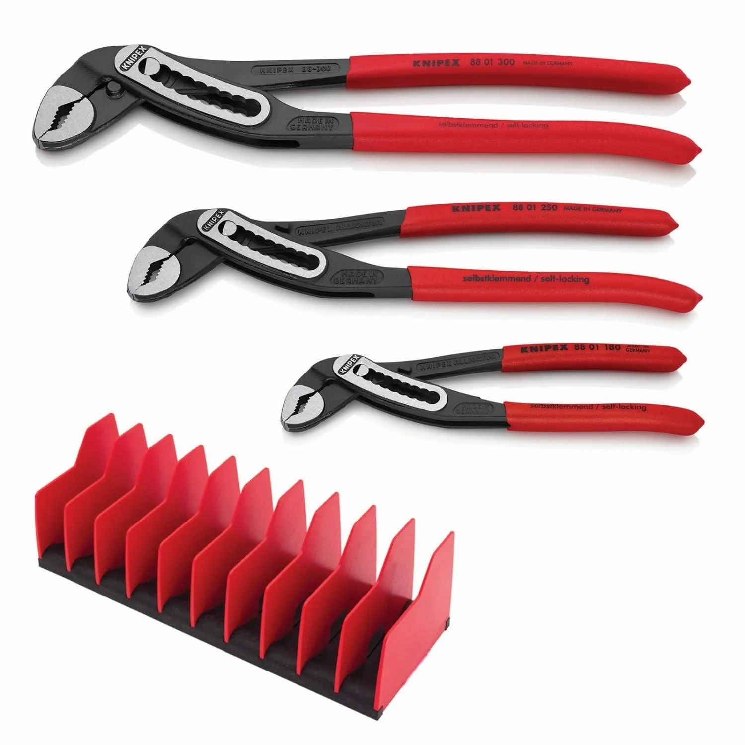 Knipex 9K 00 80 139 US 3 Pc Alligator Pliers Set with 10 Pc Tool Holder - Image 1
