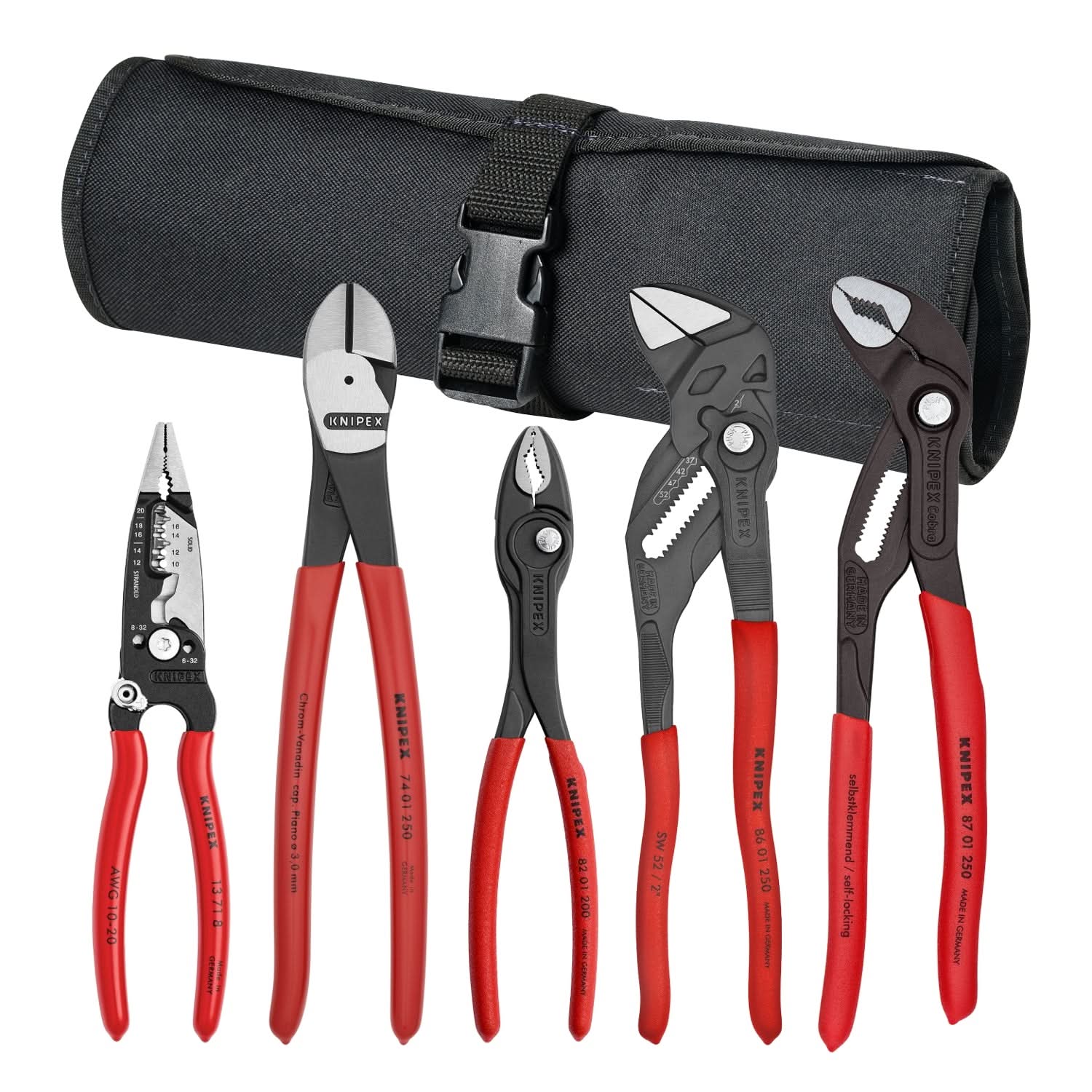 Knipex 9K 00 80 150 US 5-Piece Core Pliers Set in Tool Roll - Image 1