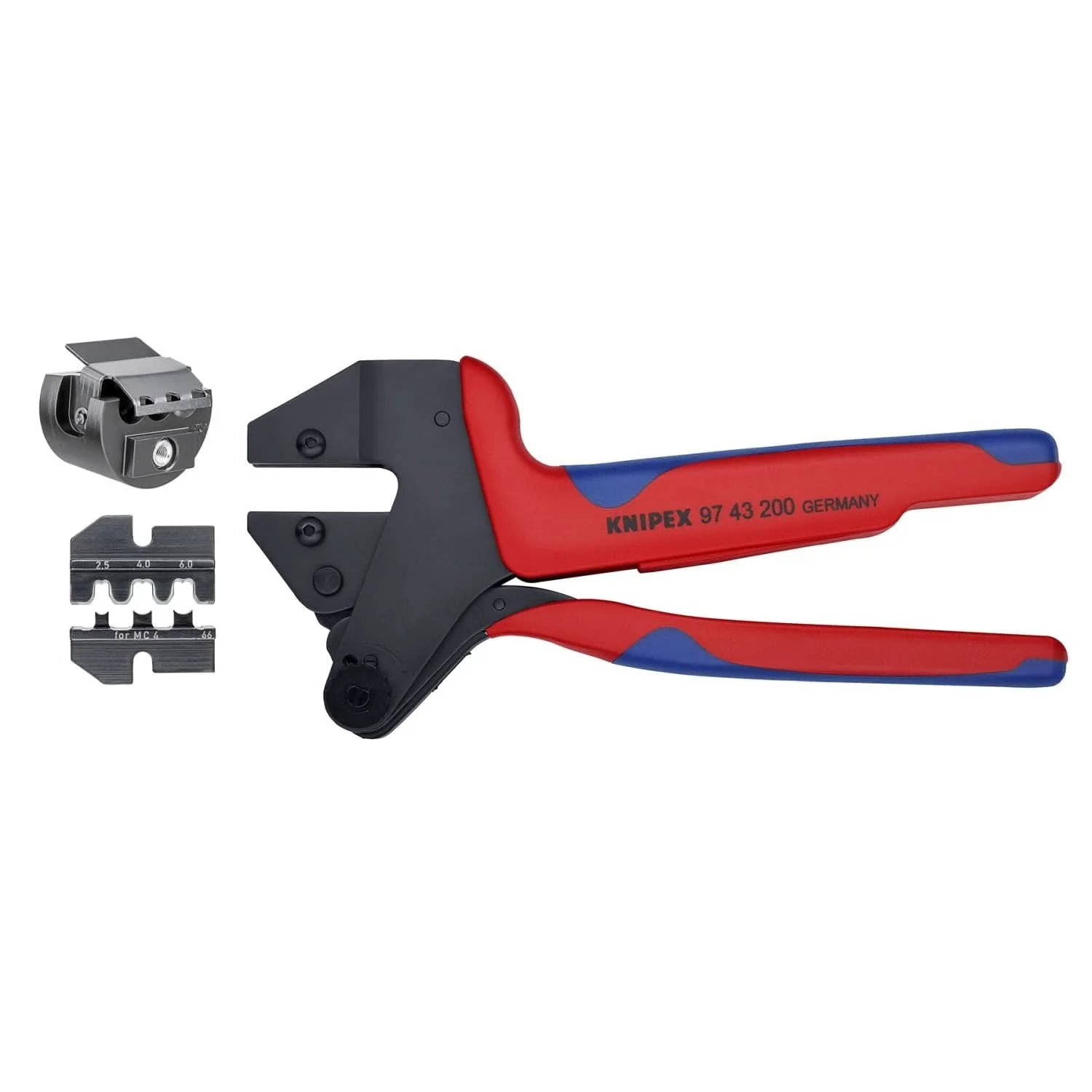 Knipex 9K 00 80 63 US US Crimp System Pliers (97 43 200) and Crimp Die: Solar Connectors For MC4 Multi Contact (97 49 66) + Locator For 97 49 66 (97 49 66 1) Packaged In A Protective Plastic Case - Image 1