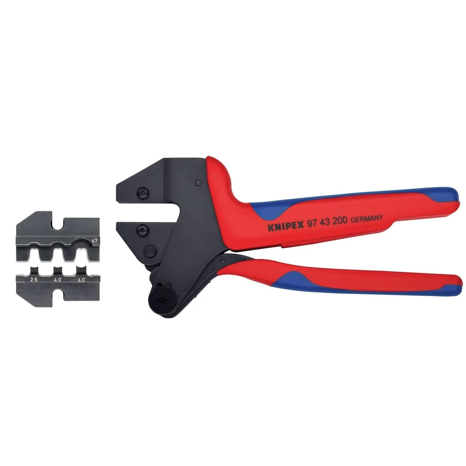 Knipex 9K 00 80 64 US Crimp System Pliers (97 43 200) and Crimp Die: Solar Connectors Suncon (Hirschmann): 2.5/4.0/6.0 10/11 (97 49 67) Packaged In A Protective Plastic Case - Image 1