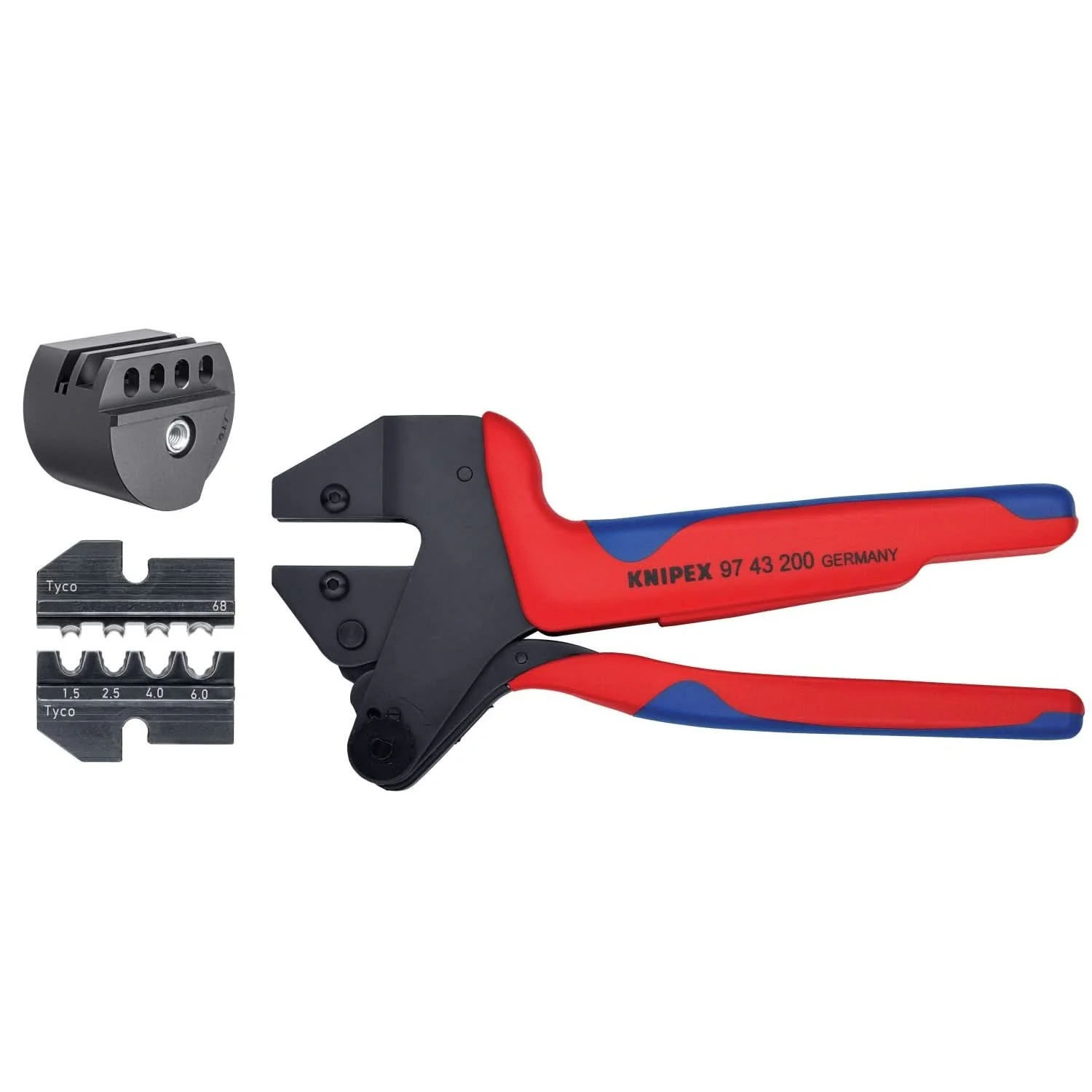 Knipex 9K 00 80 66 US Crimp System Pliers (97 43 200) and Crimp Die: Solar Connectors Solarlok (Tyco): 1.5/2.5/4.0/6.0 10/11/1 (97 49 68) & Locator For 97 49 68 (97 49 68 1) Packaged In A Protective Plastic Case - Image 1