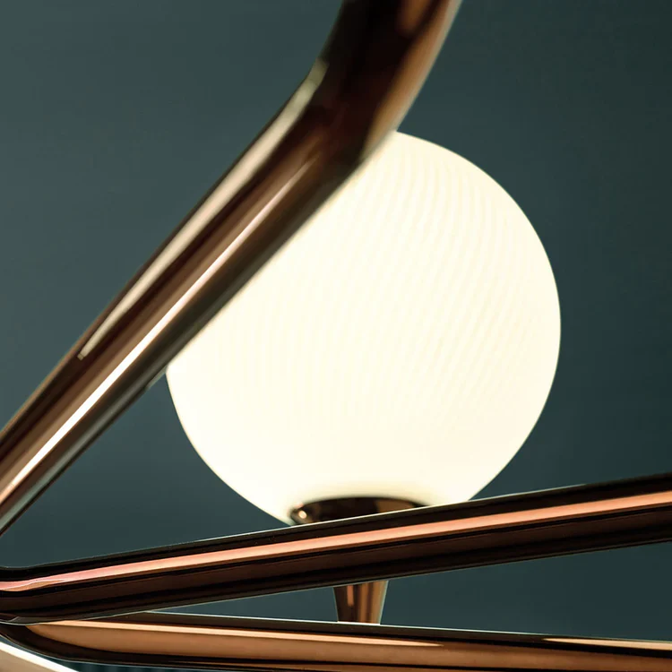 MASIERO | TEE GLOSSY GLAVANIC COPPER METAL AND GLASS 8-LIGHT CHANDELIER | $6,670.00 - Image 2