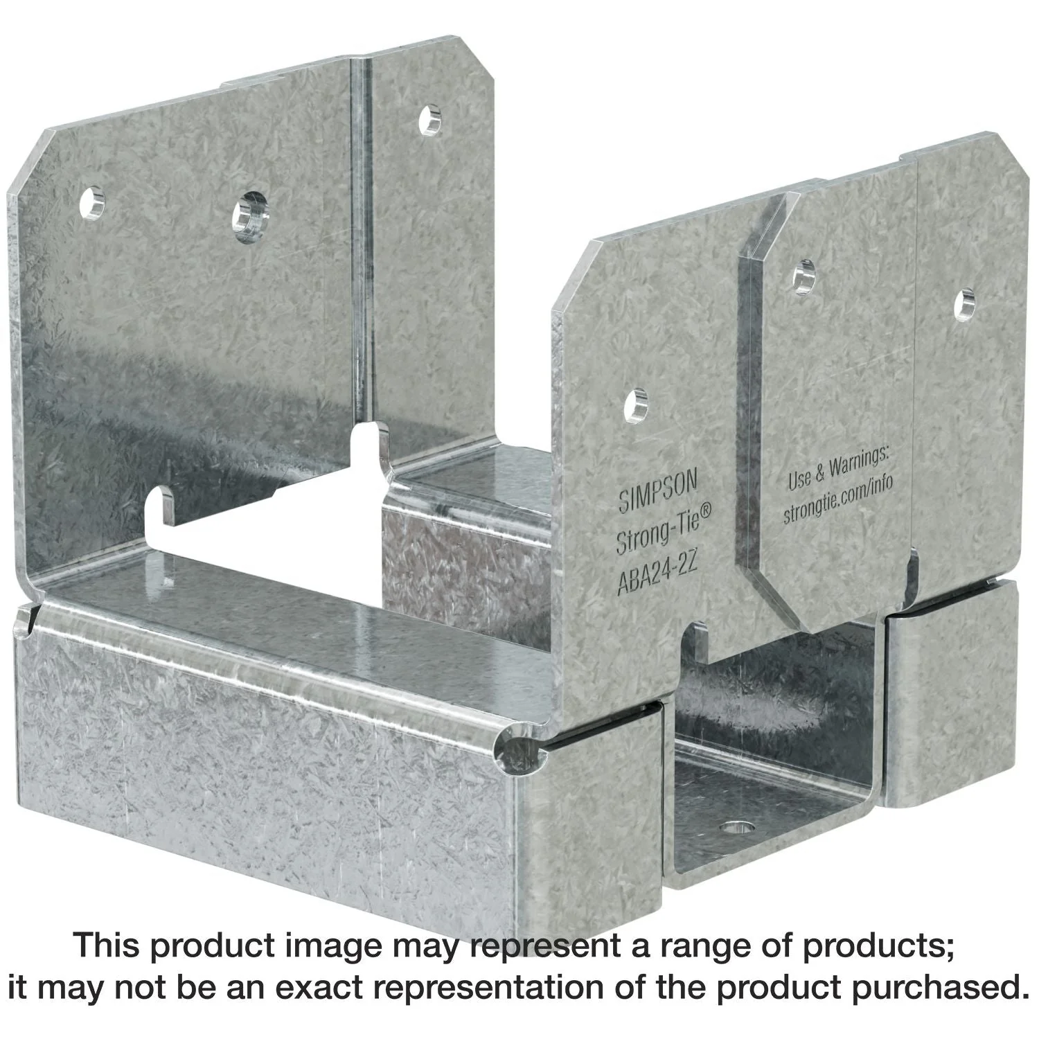 Simpson Strong-Tie ABA24-2Z ABA ZMAX Galvanized Adjustable Standoff Post Base for Double 2×4