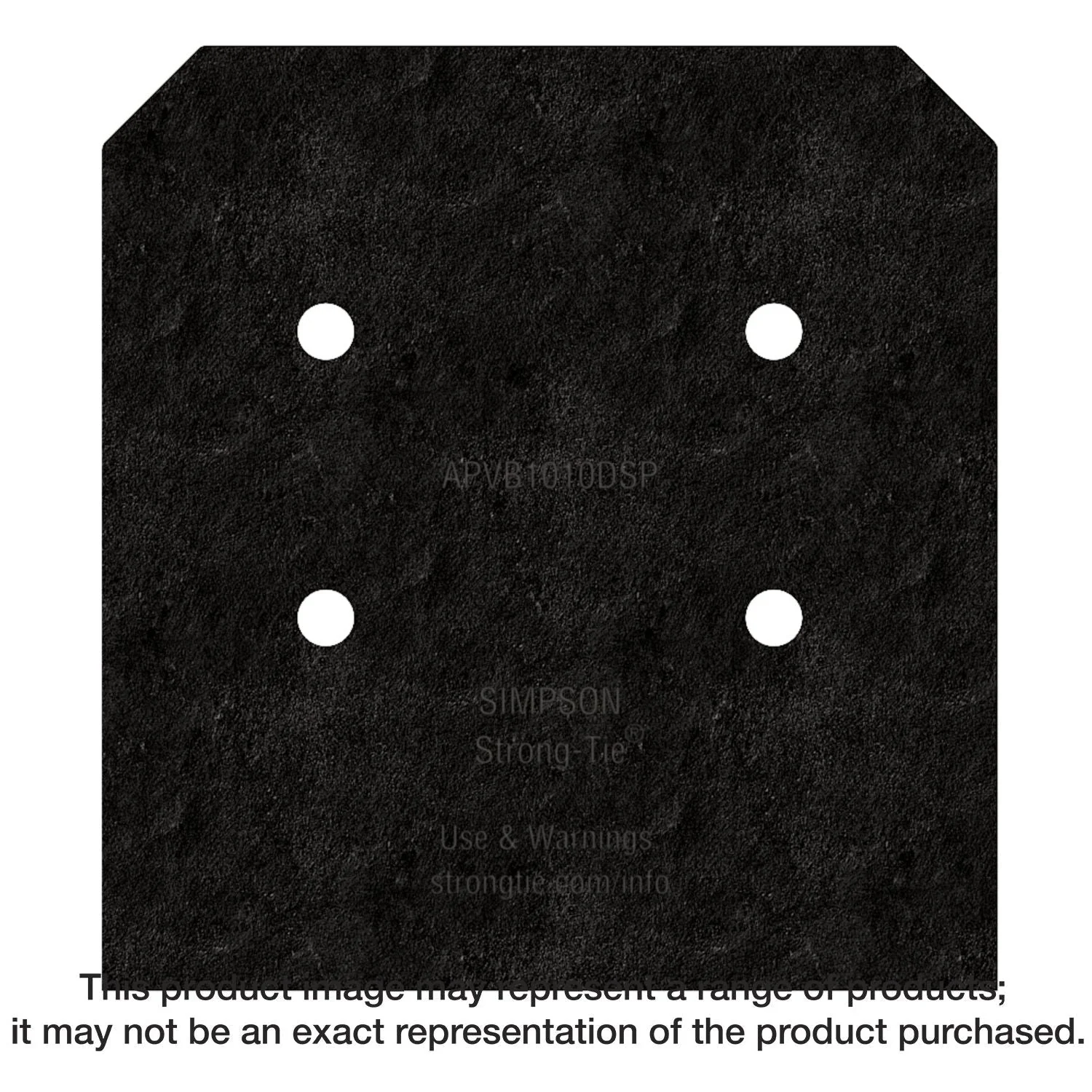 Simpson Strong-Tie APVB1010DSP Outdoor Accents Avant Collection ZMAX, Black Post Base Side Plate for 10x, 2-Pack - Image 1