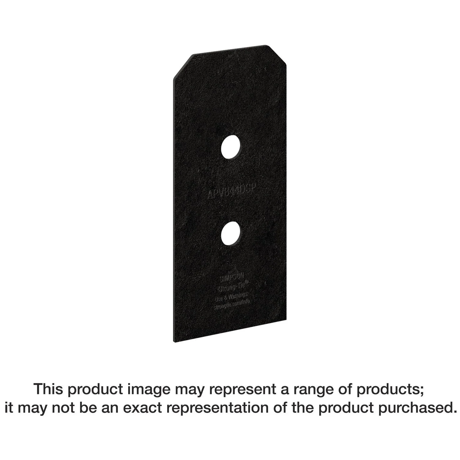 Simpson Strong-Tie APVB44DSP Outdoor Accents Avant Collection ZMAX, Black Post Base Side Plate for 4x, 2-Pack - Image 1